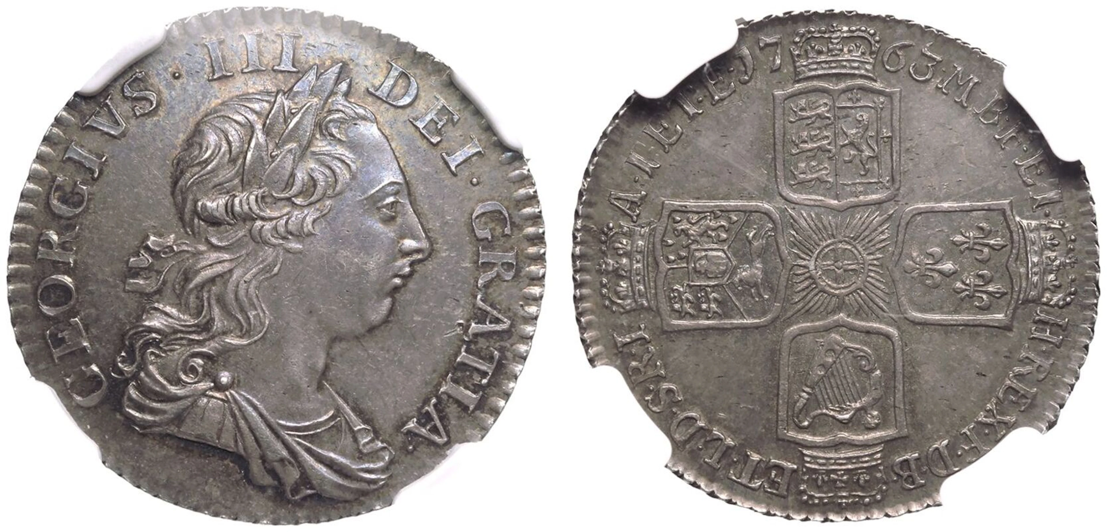 1763 Silver Shilling Northumberland NGC MS 63