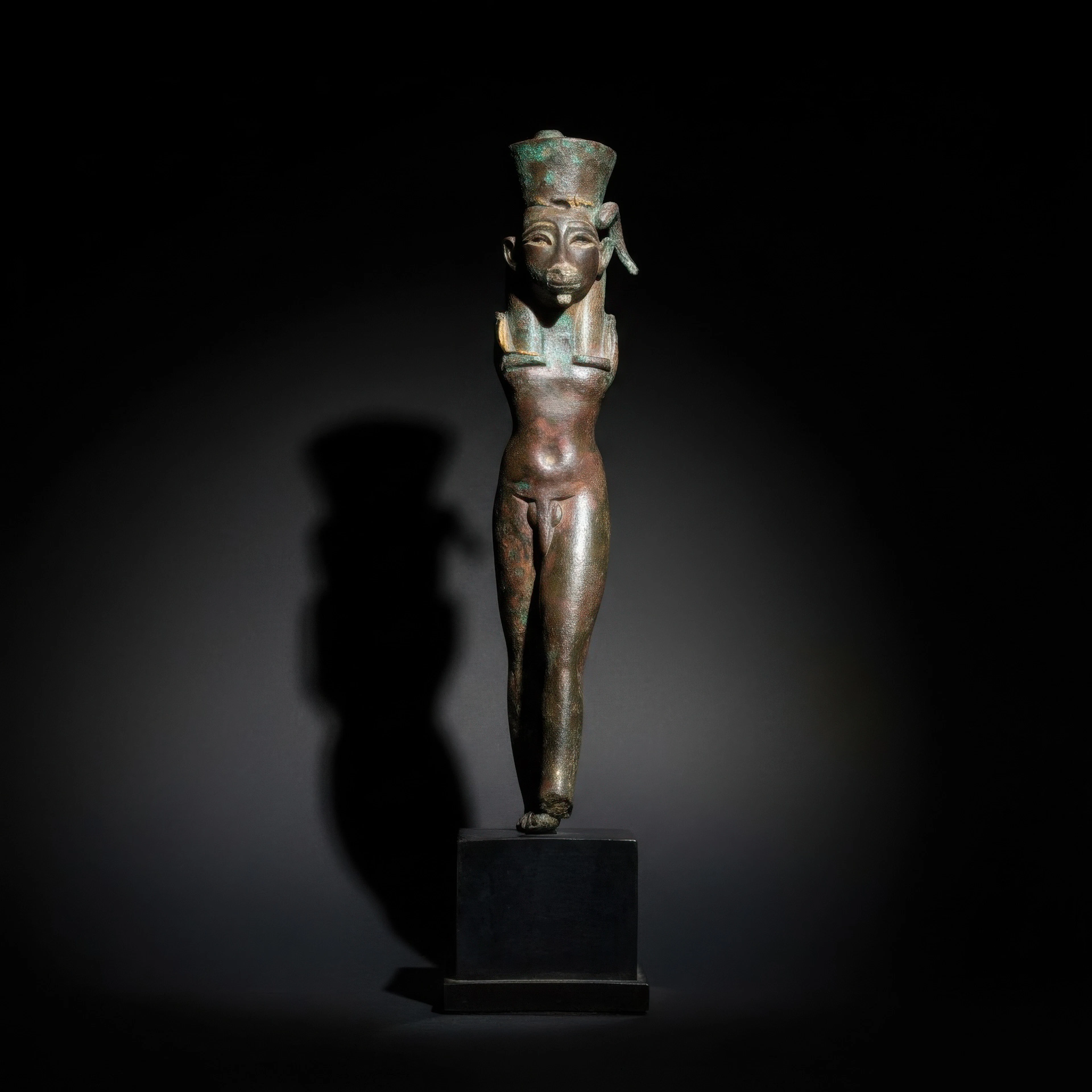 RARE EGYPTIAN BRONZE STATUETTE OF AMUN KHNUM