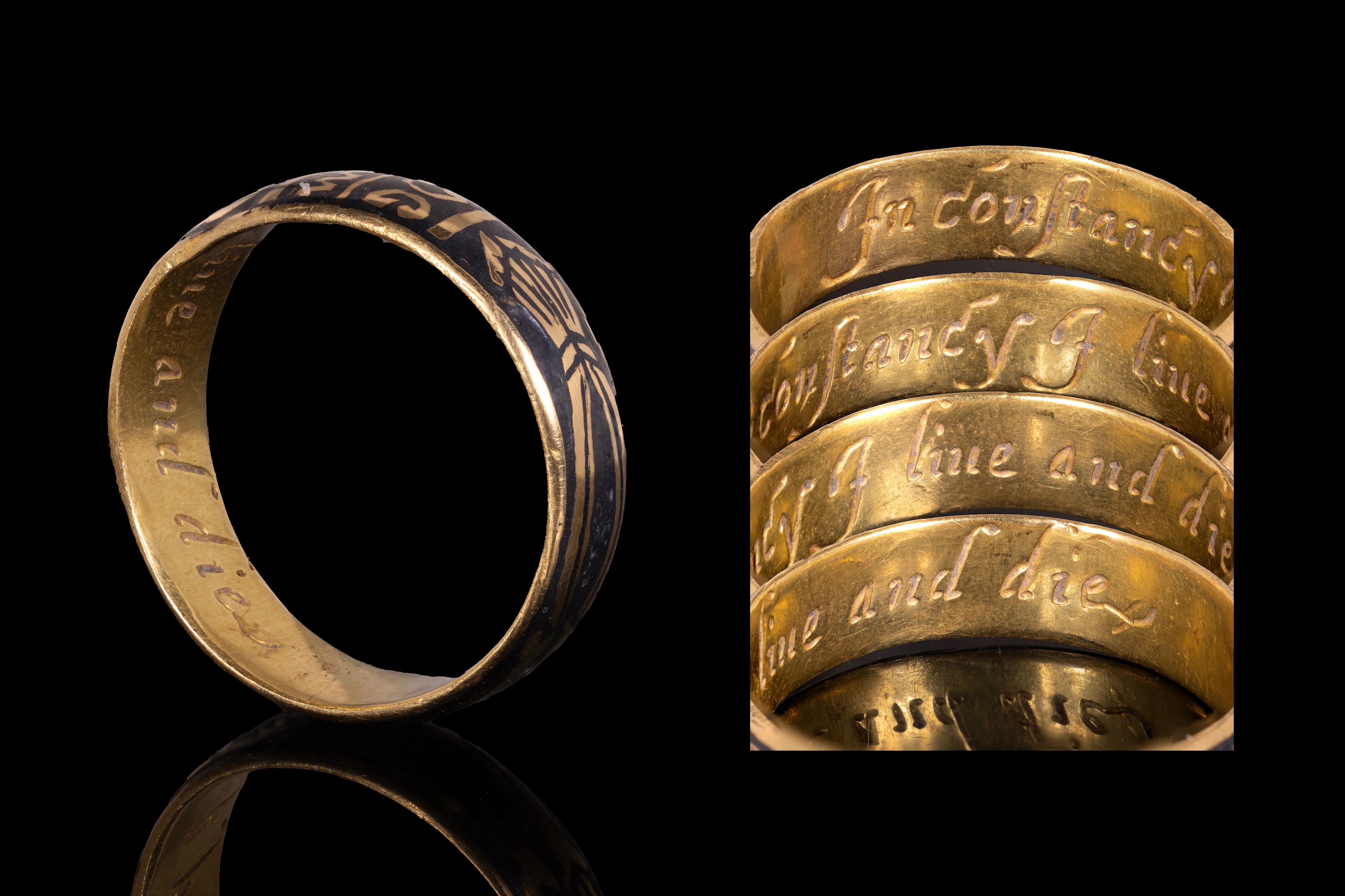 GEORGIAN GOLD AND BLACK ENAMEL MEMENTO MORI RING