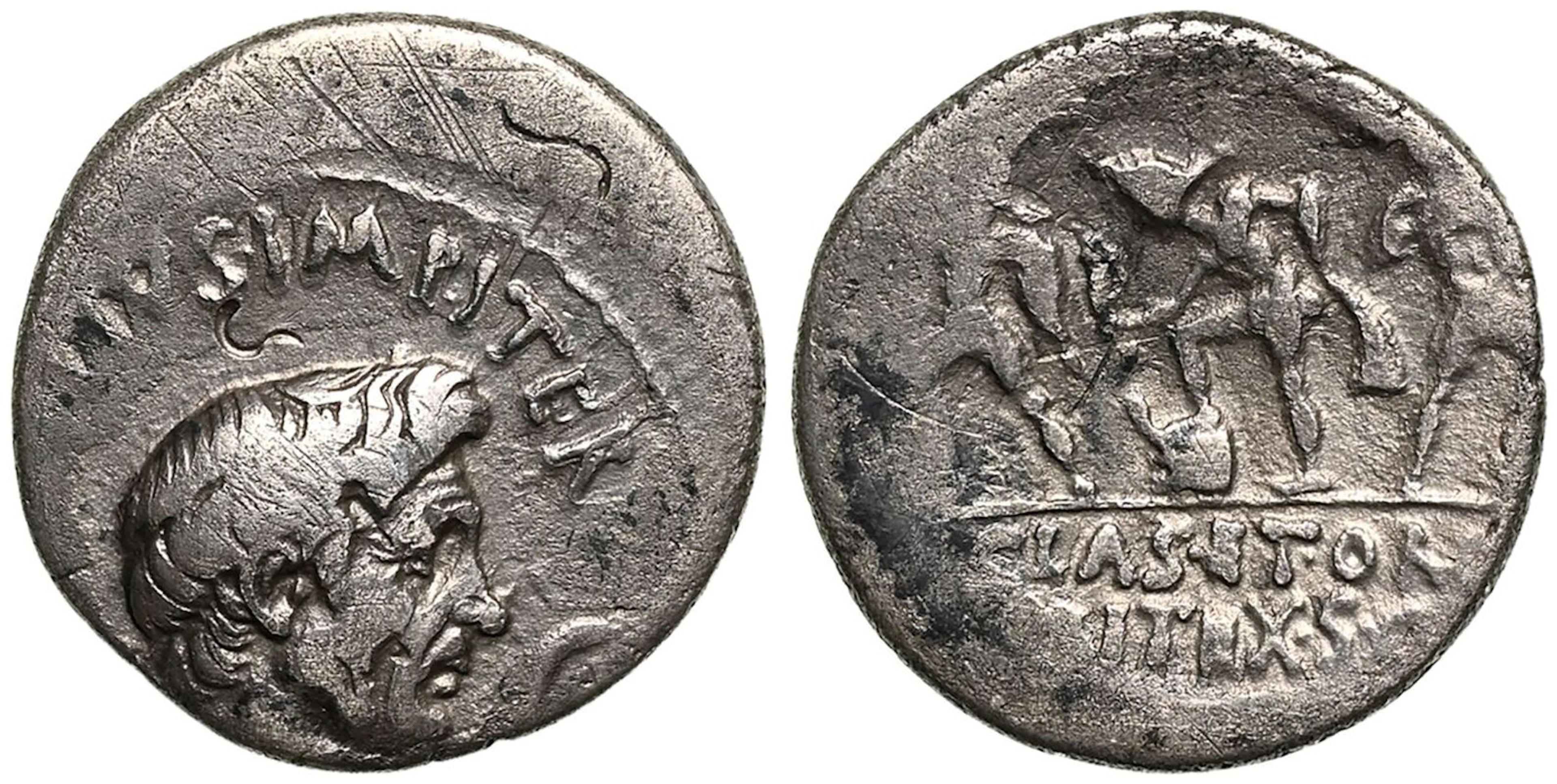 Roman Republic & Imperatorial Sextus Pompey 42-40 BC AR Denarius Very