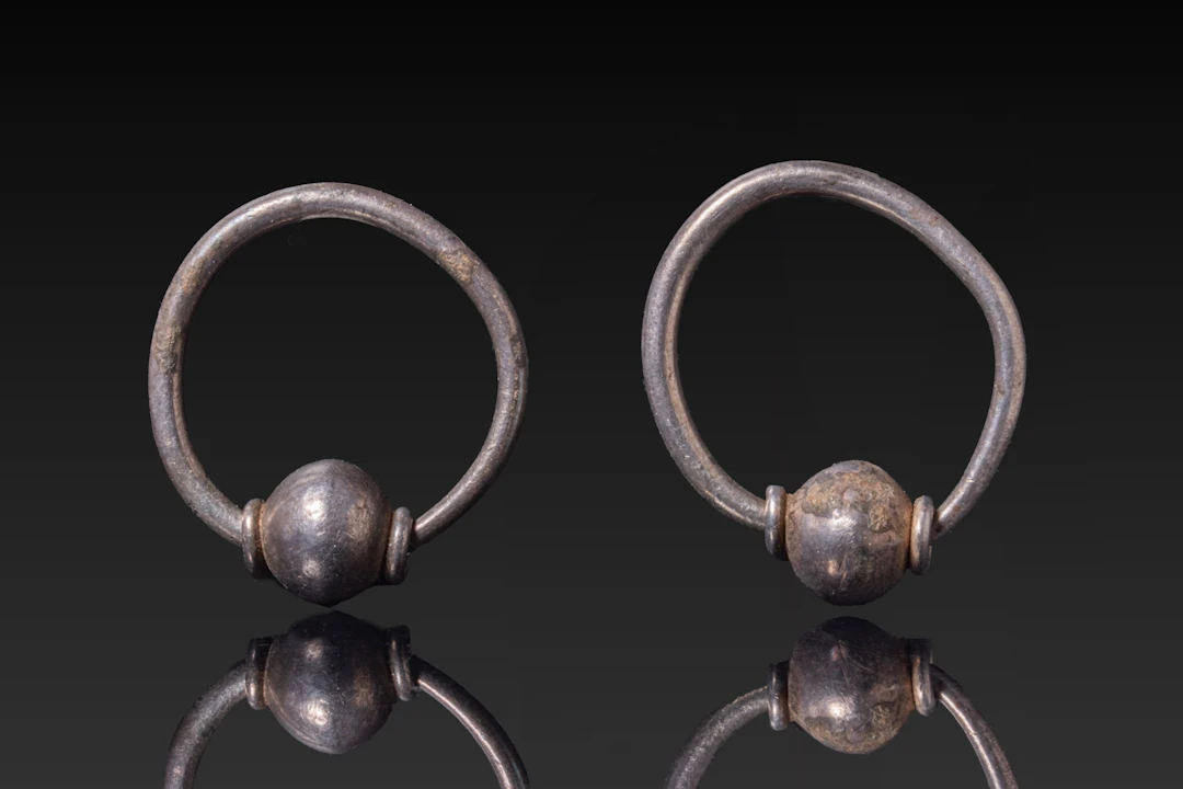 MATCHING PAIR OF BYZANTINE SILVER EARRINGS