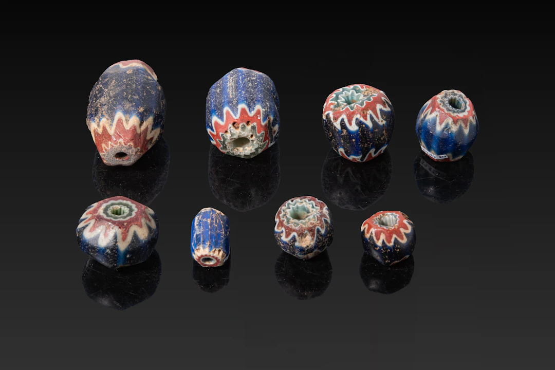 COLLECTION OF VENETIAN GLASS CHEVRON BEADS