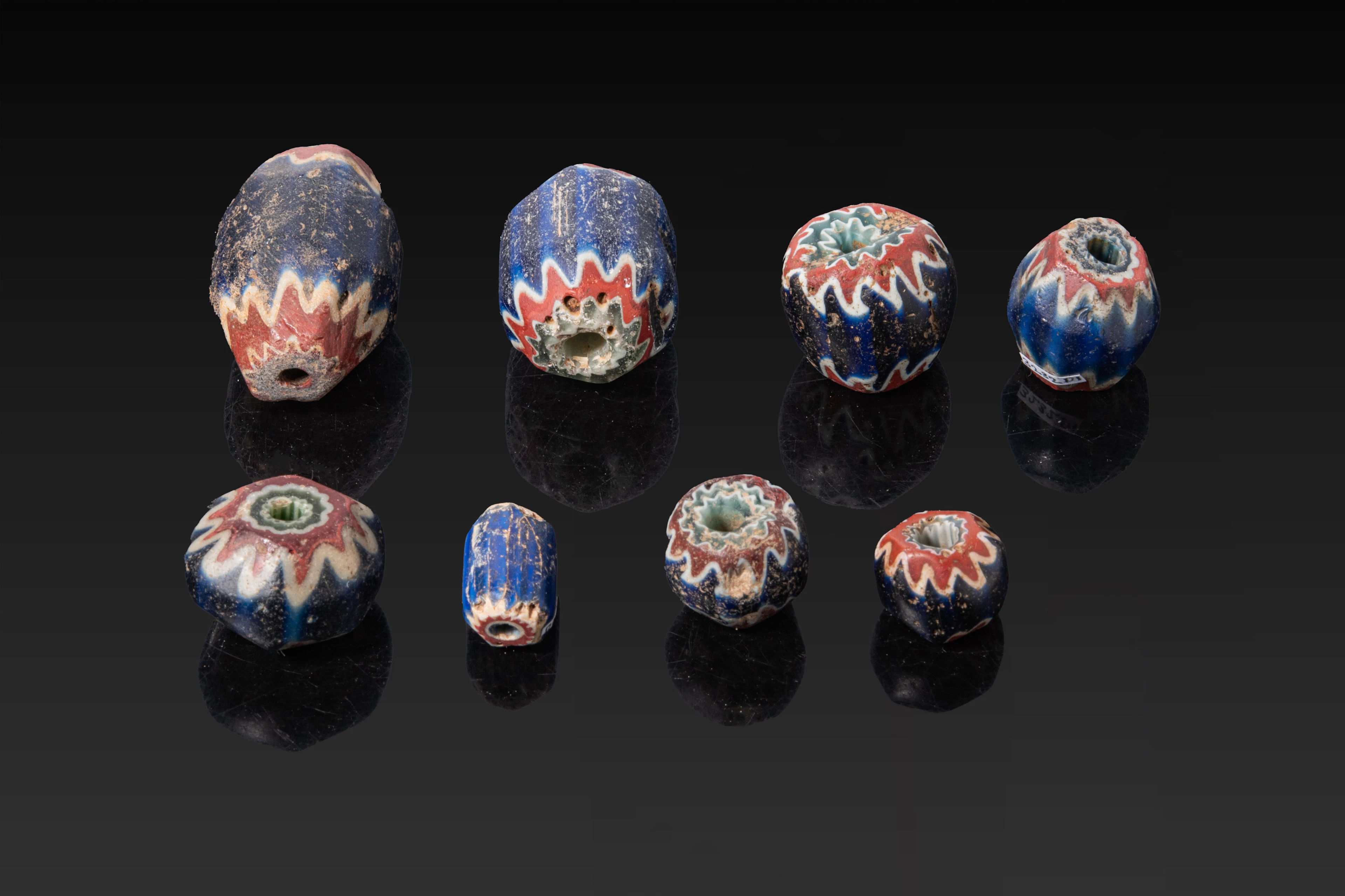 COLLECTION OF VENETIAN GLASS CHEVRON BEADS