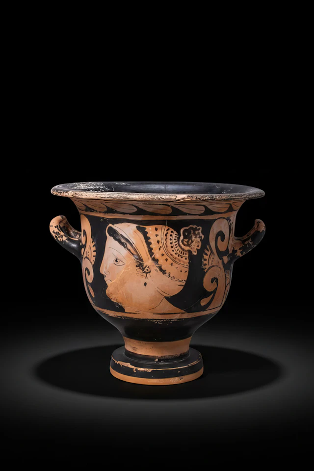 APULIAN RED-FIGURE BELL KRATER WITH LADY OF FASHION
