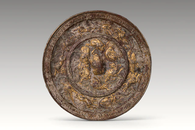 CHINESE GILT BRONZE �ZODIAC� MIRROR