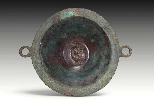 LARGE ROMAN BRONZE BOWL WITH SILENUS