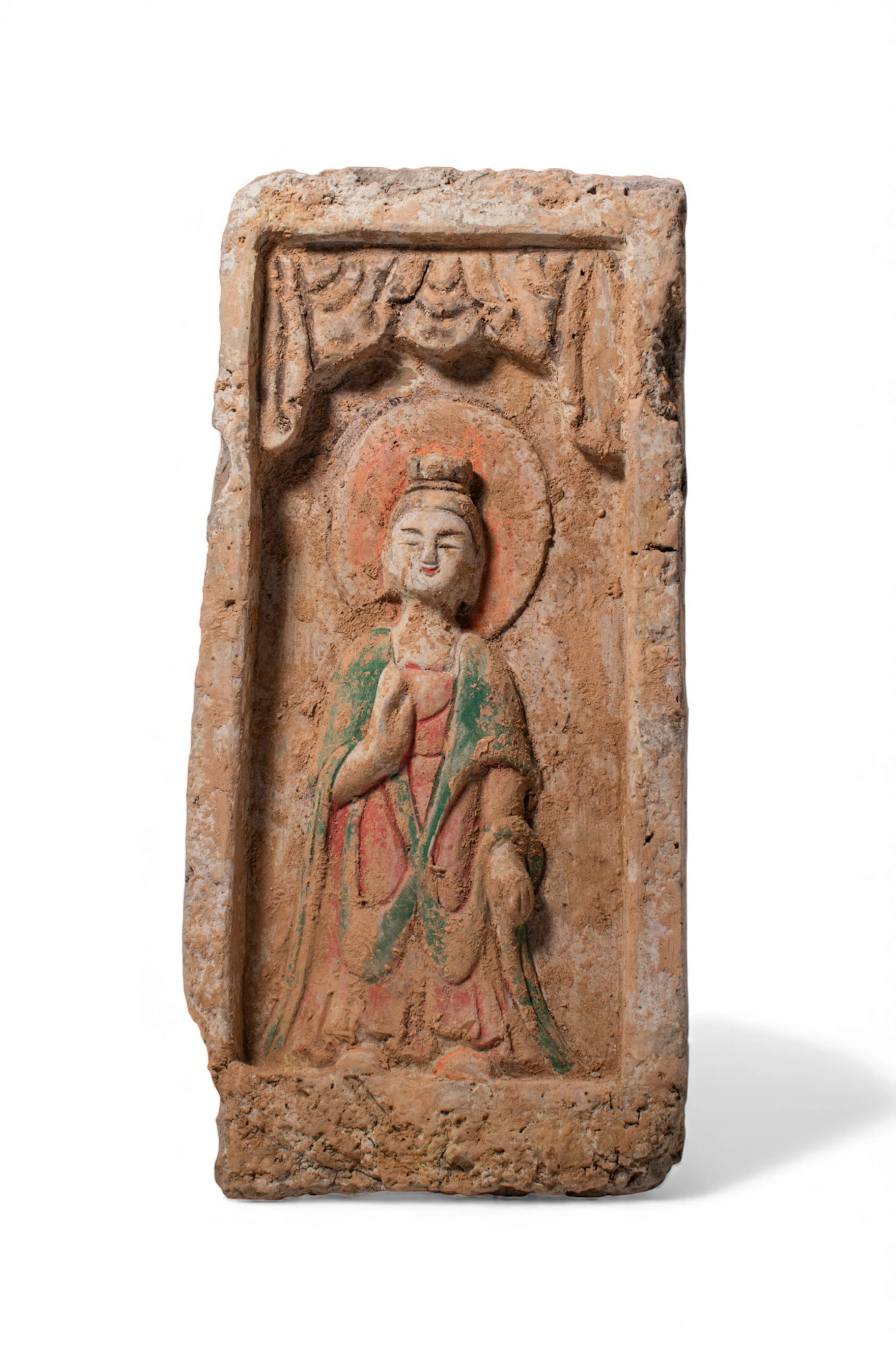 CHINESE TERRACOTTA BRICK DEPICTING GUANYIN - TL TESTED