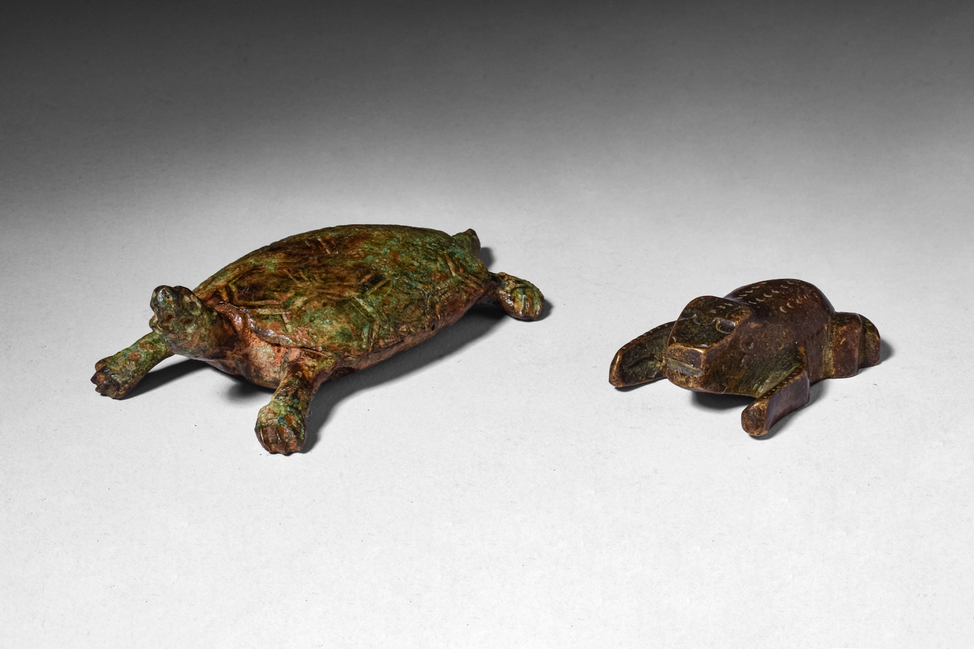 PAIR OF ROMAN BRONZE ANIMAL FIGURINES