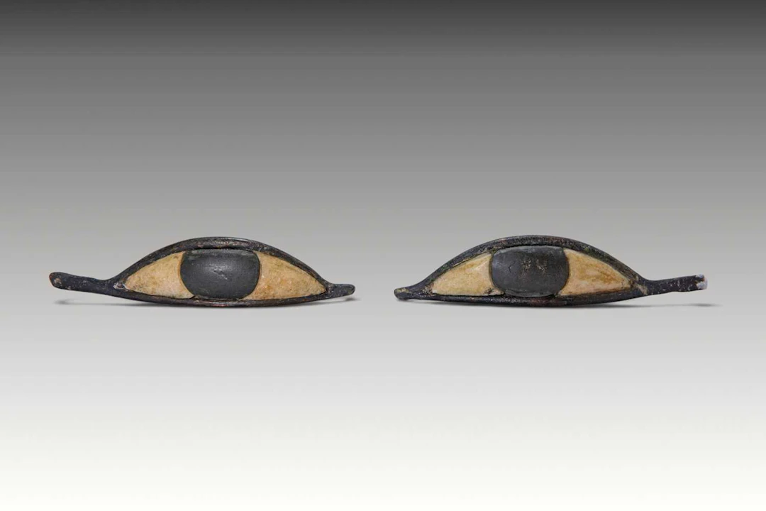 EGYPTIAN BRONZE AND STONE MUMMY EYES