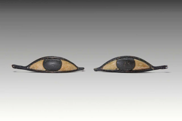 EGYPTIAN BRONZE AND STONE MUMMY EYES
