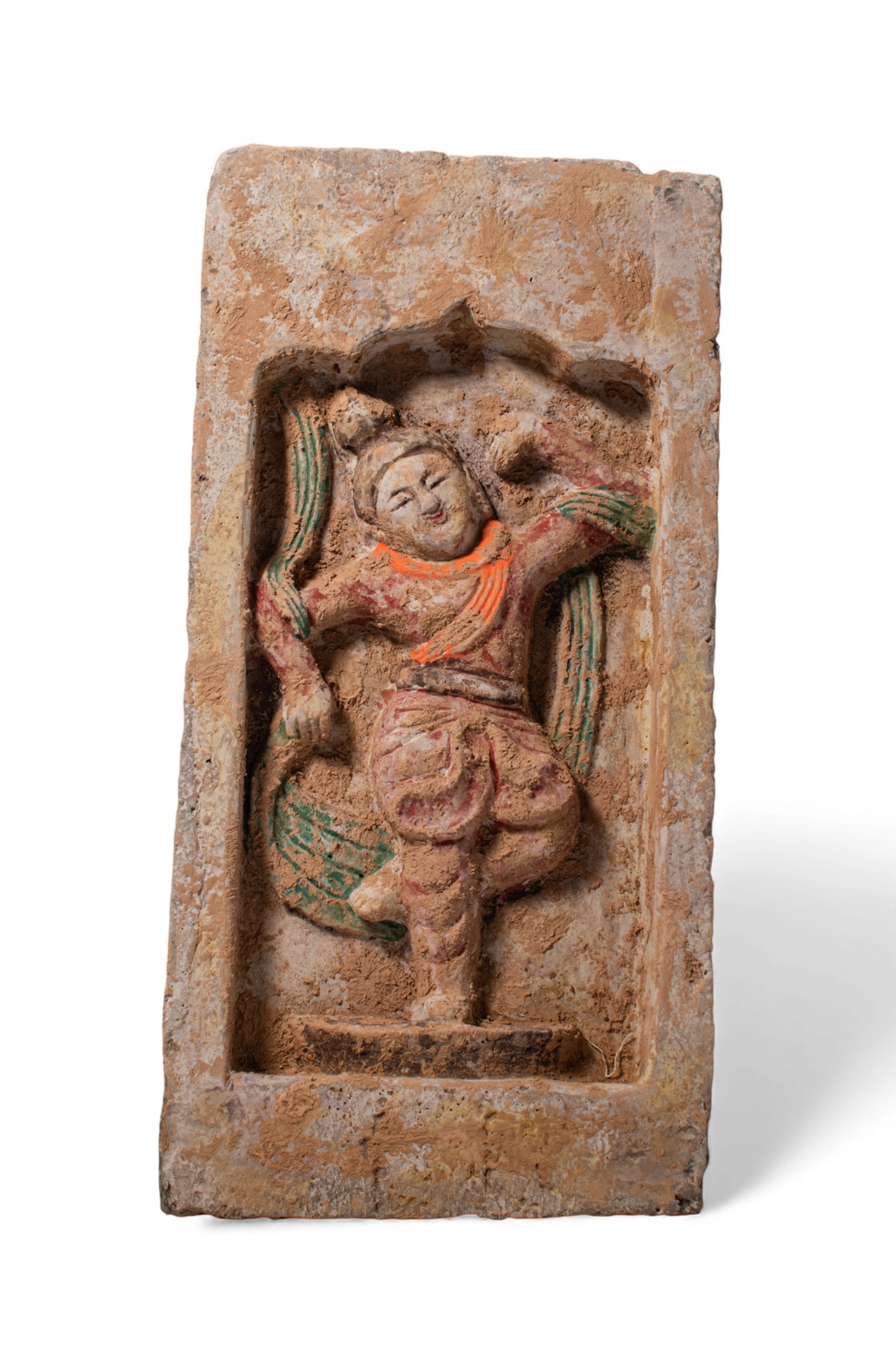 CHINESE TERRACOTTA BRICK DEPICTING A DANCING FIGURE - TL TESTED