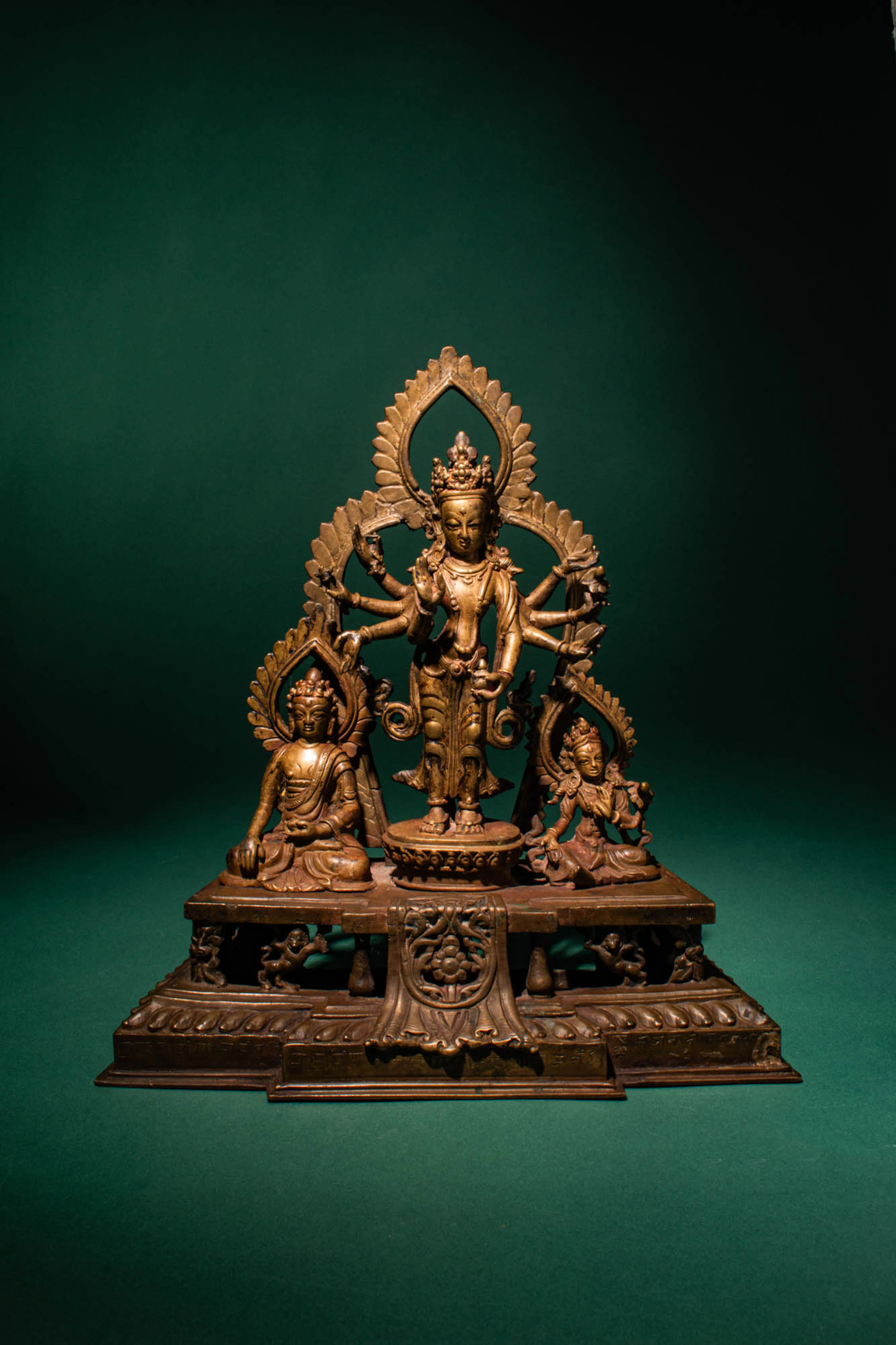 NEPALESE BRONZE AMOGHAPASHA WITH BUDDHA SHAKYAMUNI AND TARA