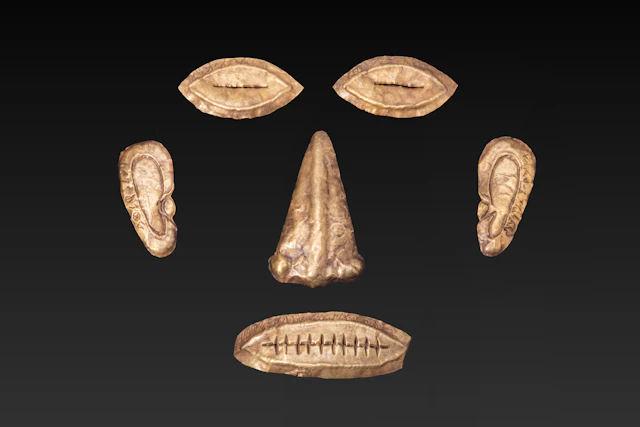 RARE GREEK GOLD MASK WITH INSCRIPTIONS