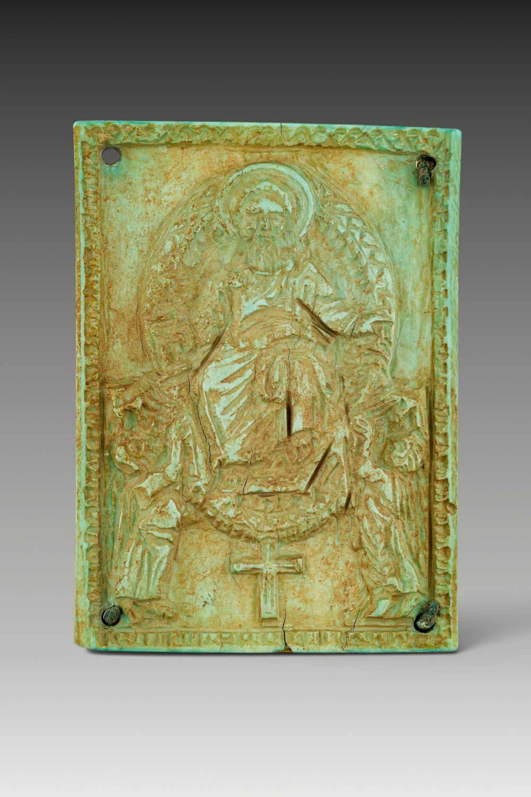 BYZANTINE BONE PLAQUE WITH ENTHRONED CHRIST