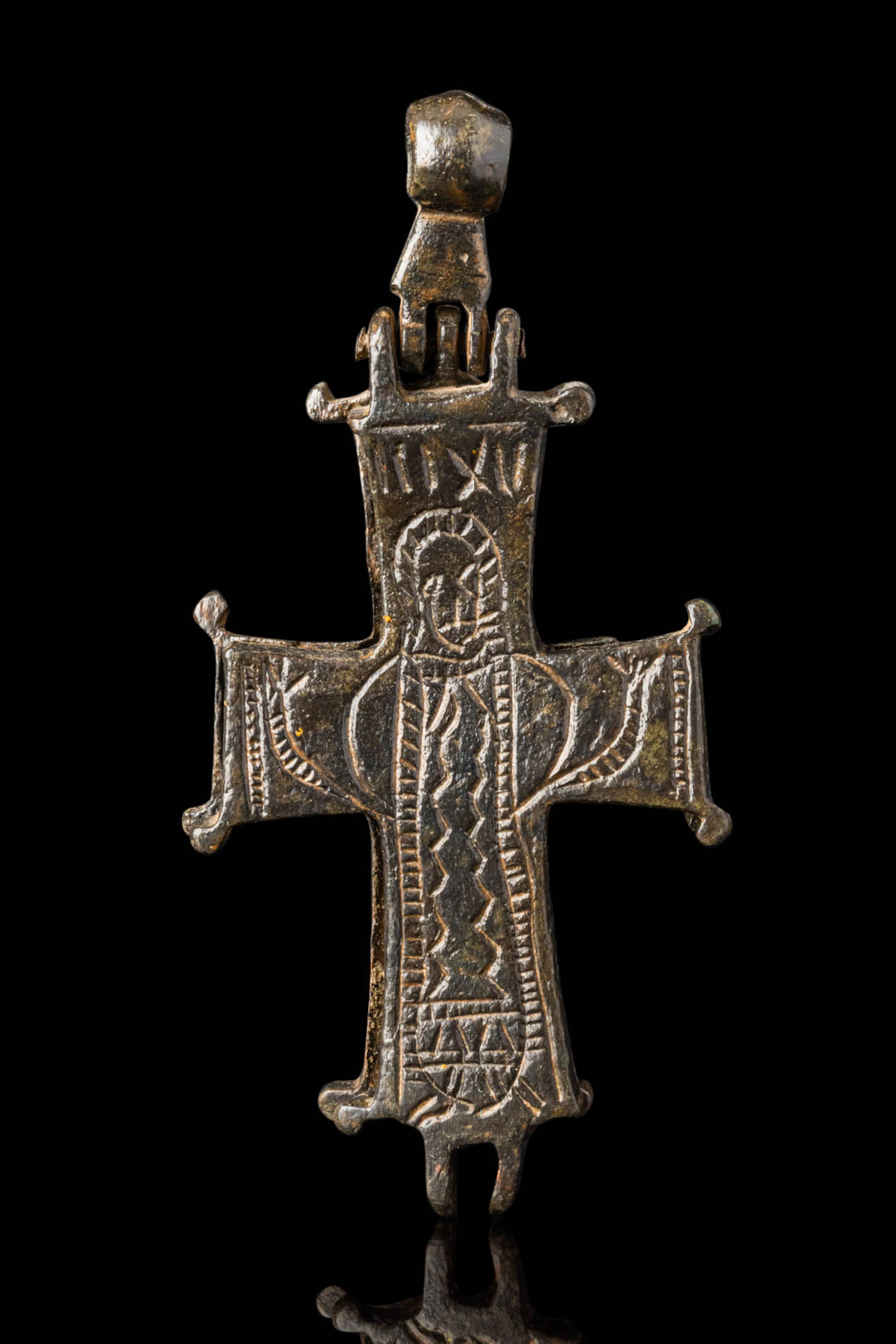 BYZANTINE BRONZE ENKOLPION WITH CHRIST