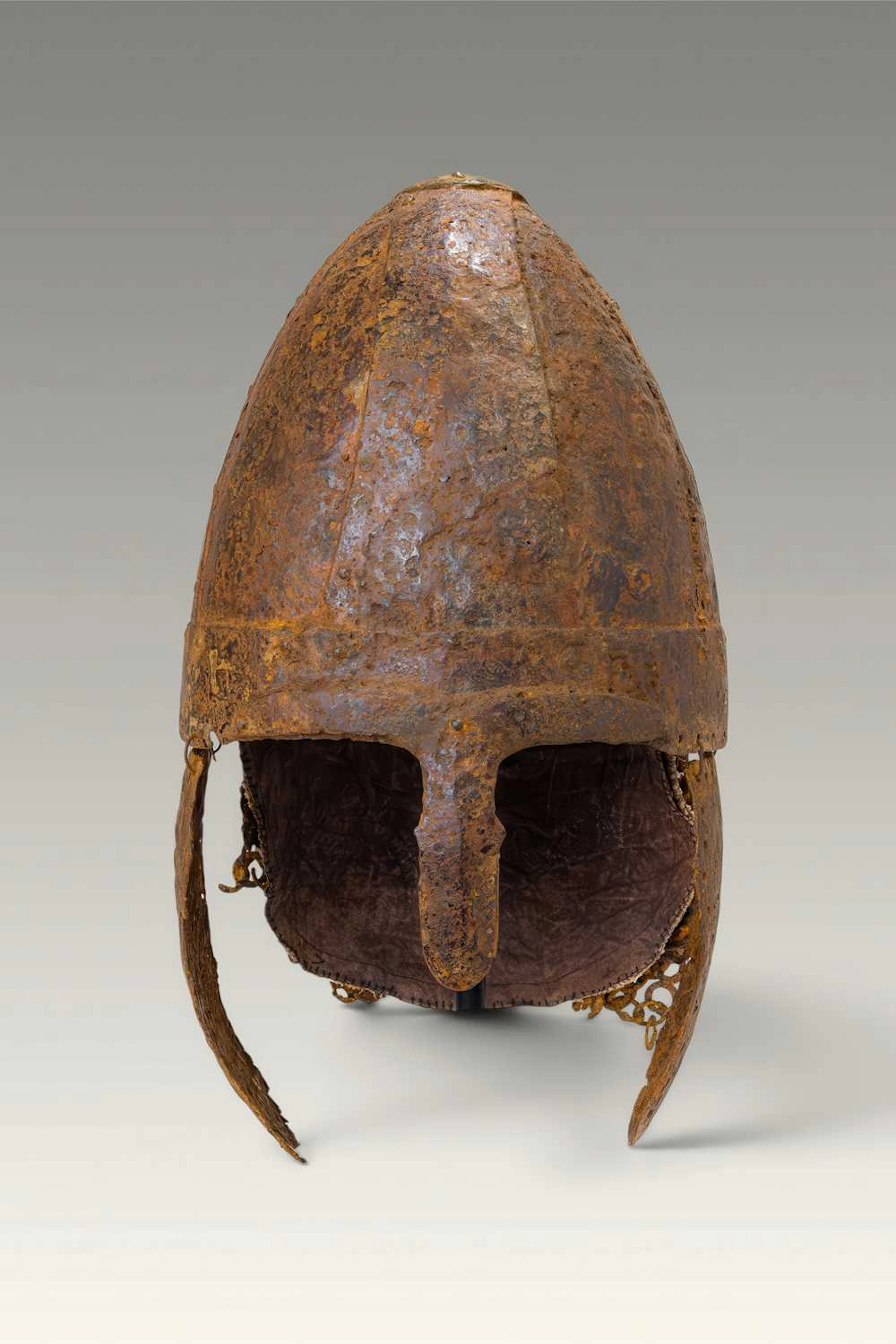 RARE NORMAN IRON HELMET WITH CHAINMAIL NECK GUARD