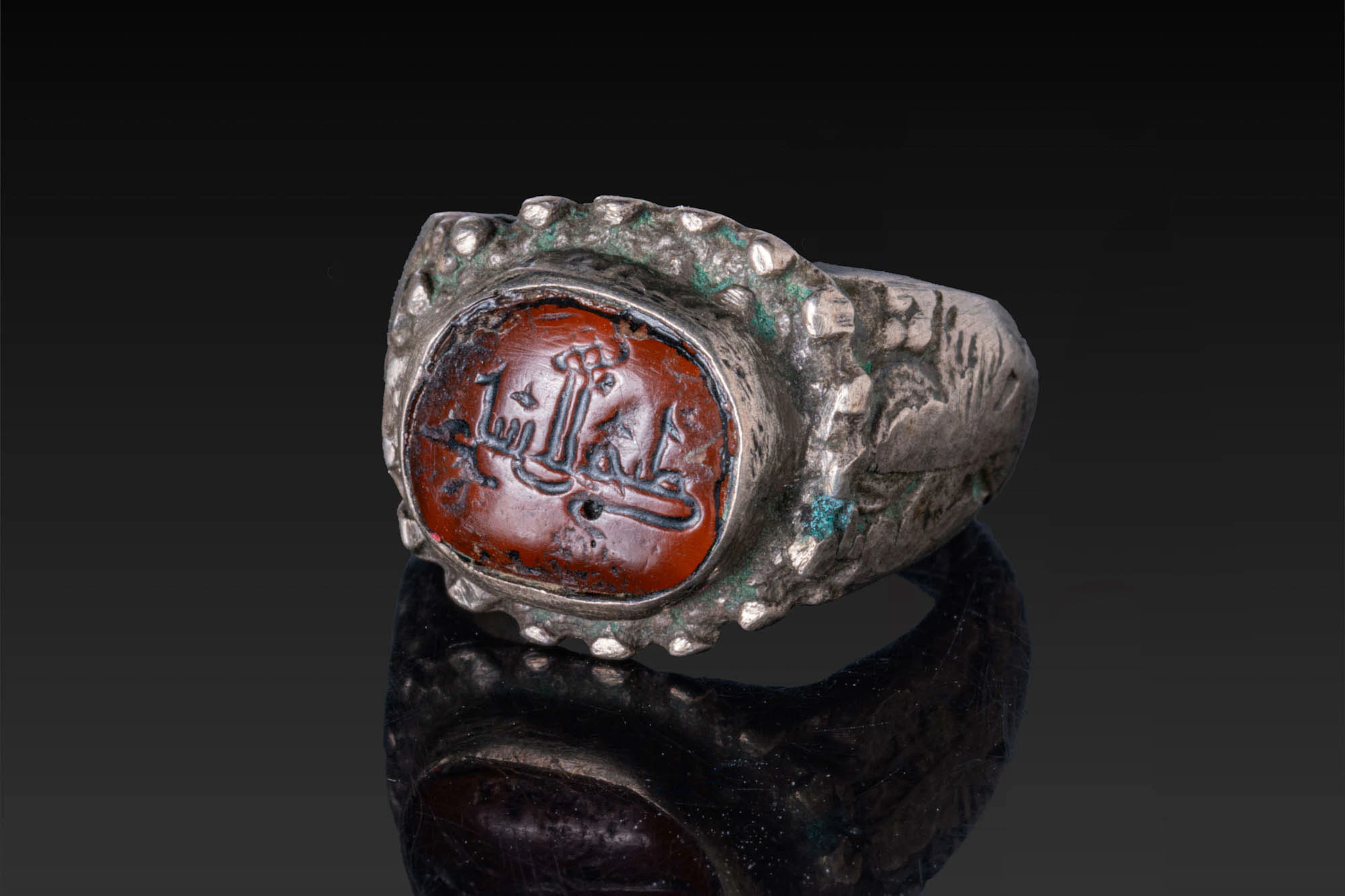 OTTOMAN SILVER RING WITH CARNELIAN INSCRIBED INTAGLIO
