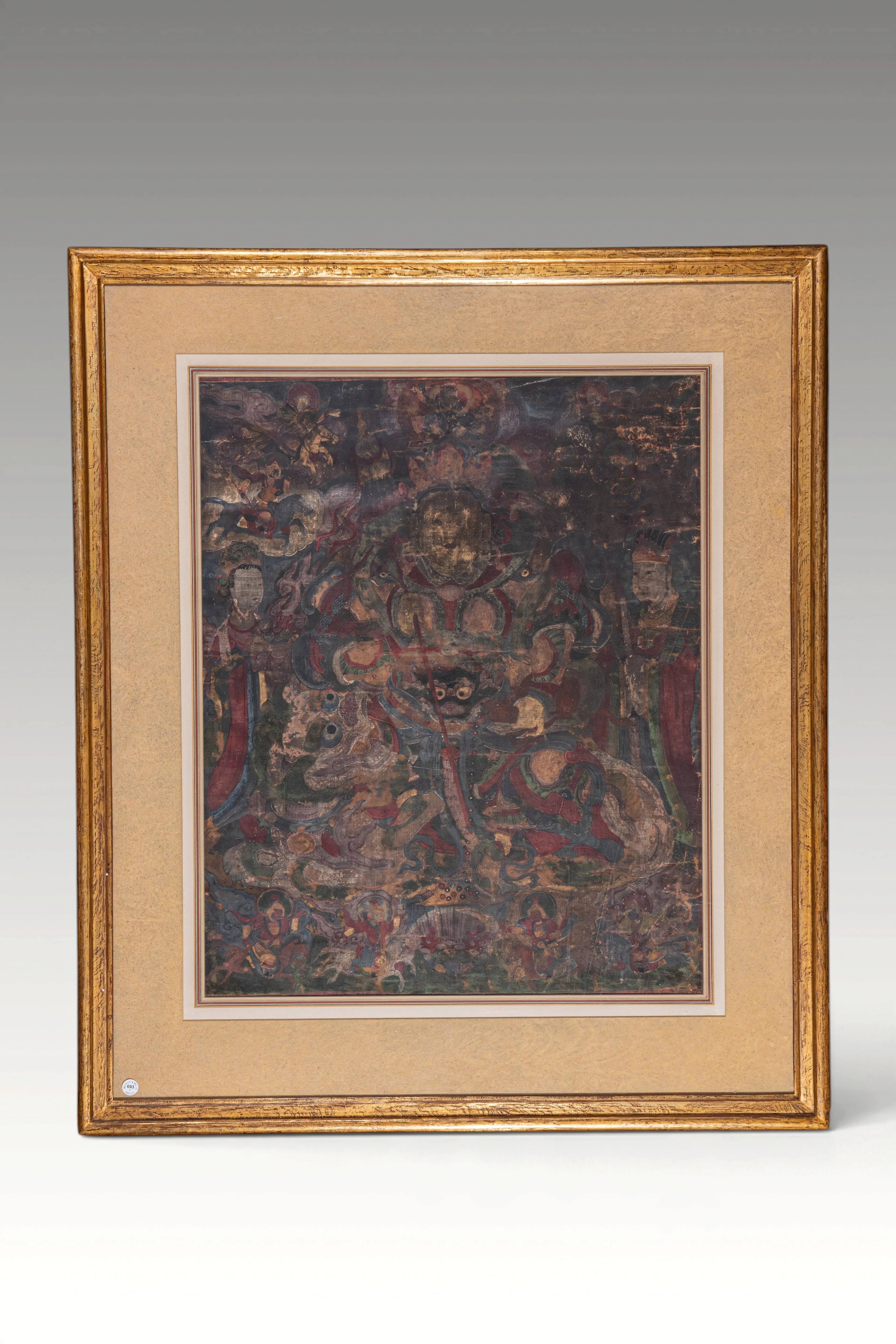 TIBETAN TANGKA DEPICTING VAISRAVANA