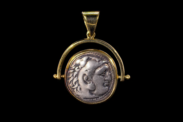 HELLENISTIC SILVER DRACHM OF ALEXANDER THE GREAT IN SILVER PENDANT