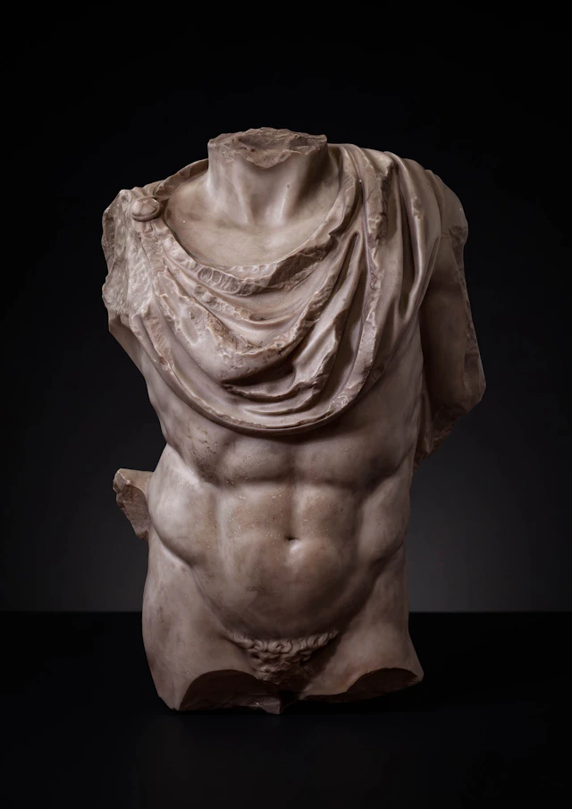 OVER LIFE-SIZE ROMAN MARBLE TORSO OF MELEAGER