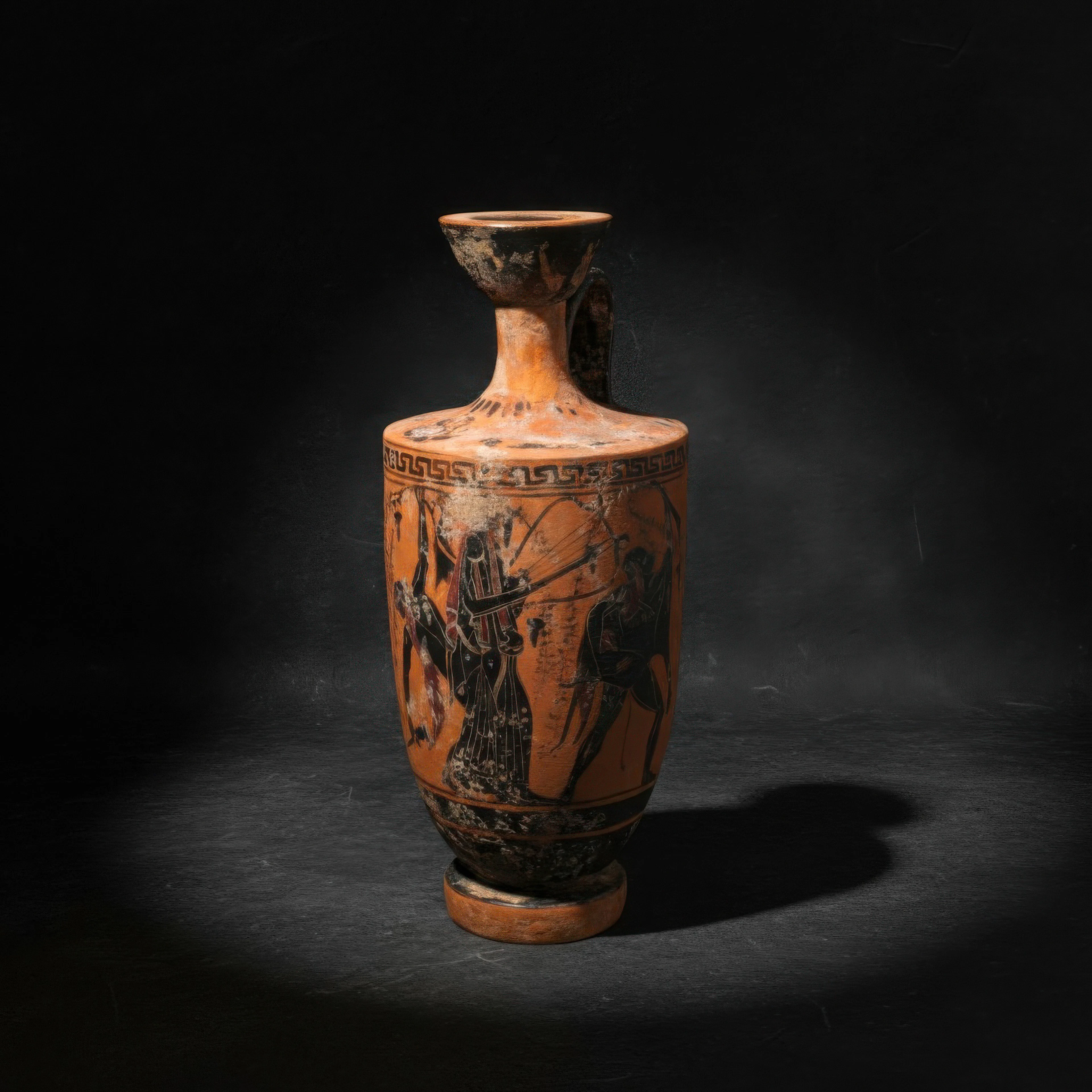 ATTIC BLACK-FIGURE LEKYTHOS WITH DIONYSUS AND SATYRS