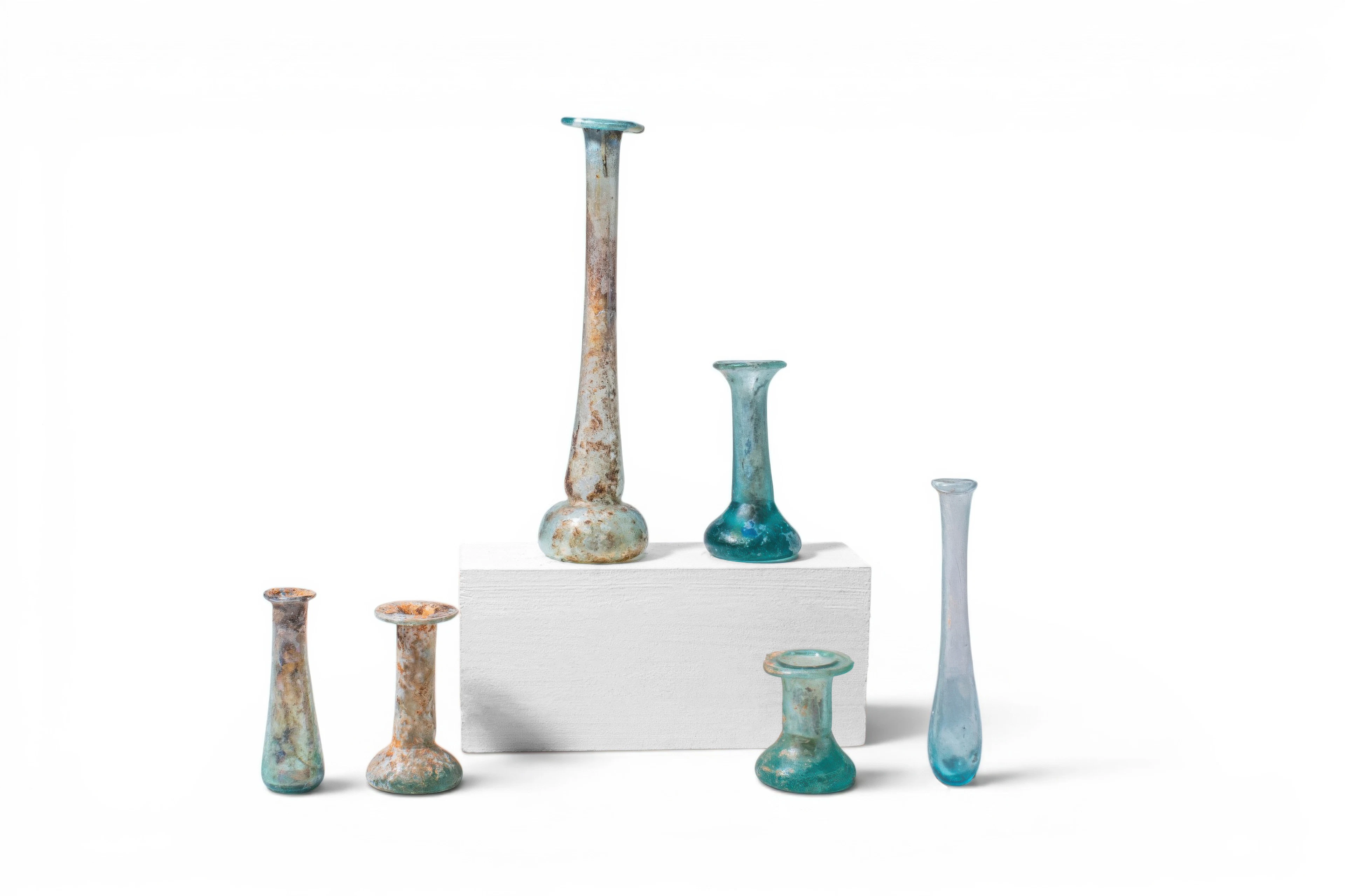 COLLECTION OF ROMAN GLASS UNGUENTARIA