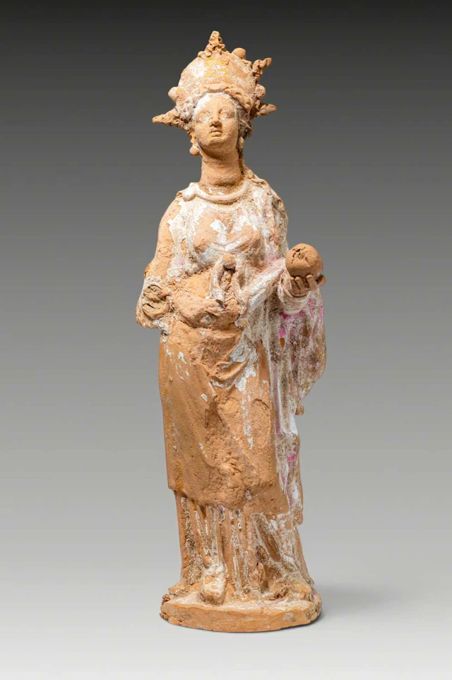 STUNNING GREEK CANOSAN TERRACOTTA FIGURINE OF CROWNED VENUS