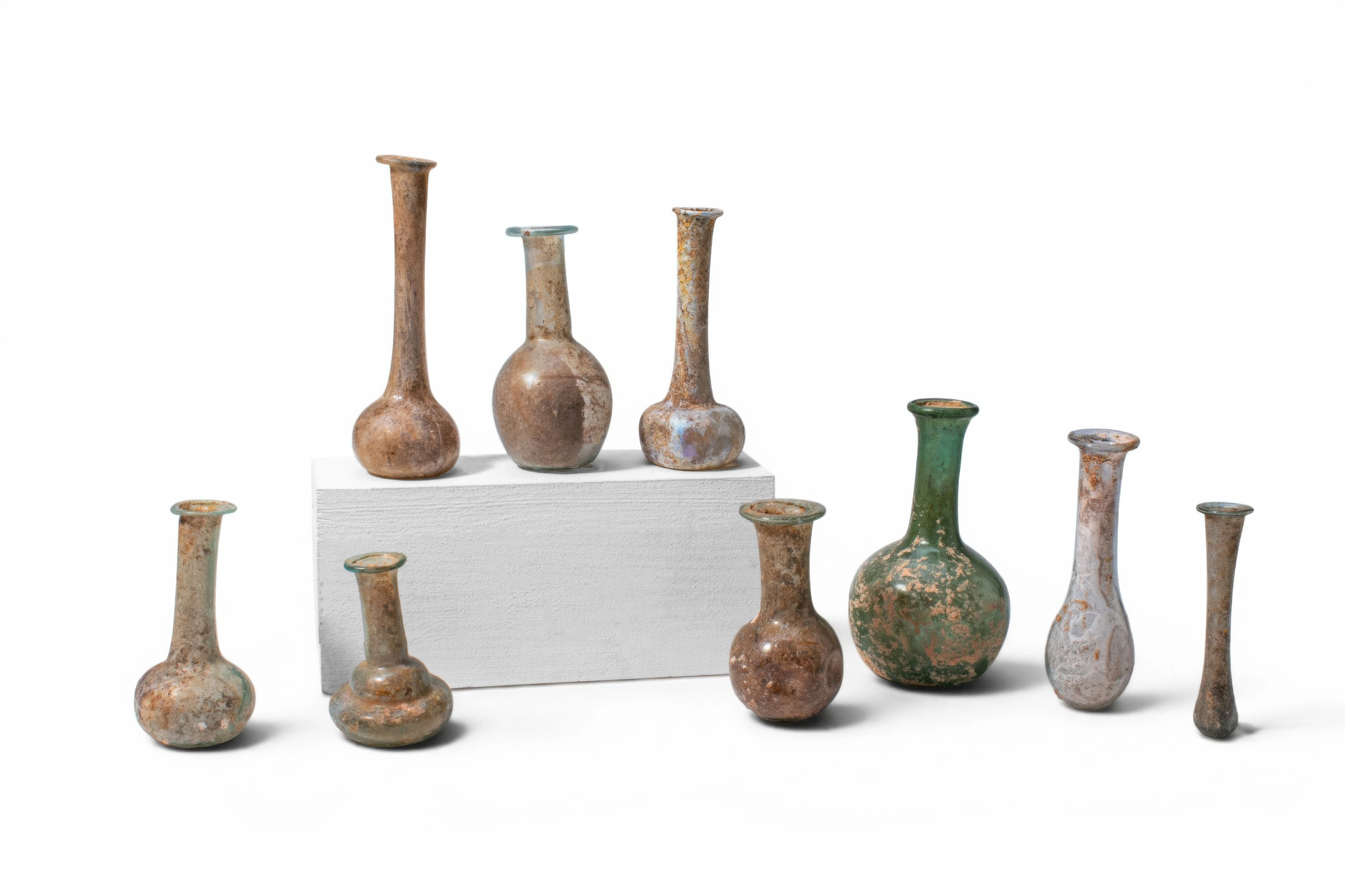 LARGE COLLECTION OF ROMAN GLASS UNGUENTARIA