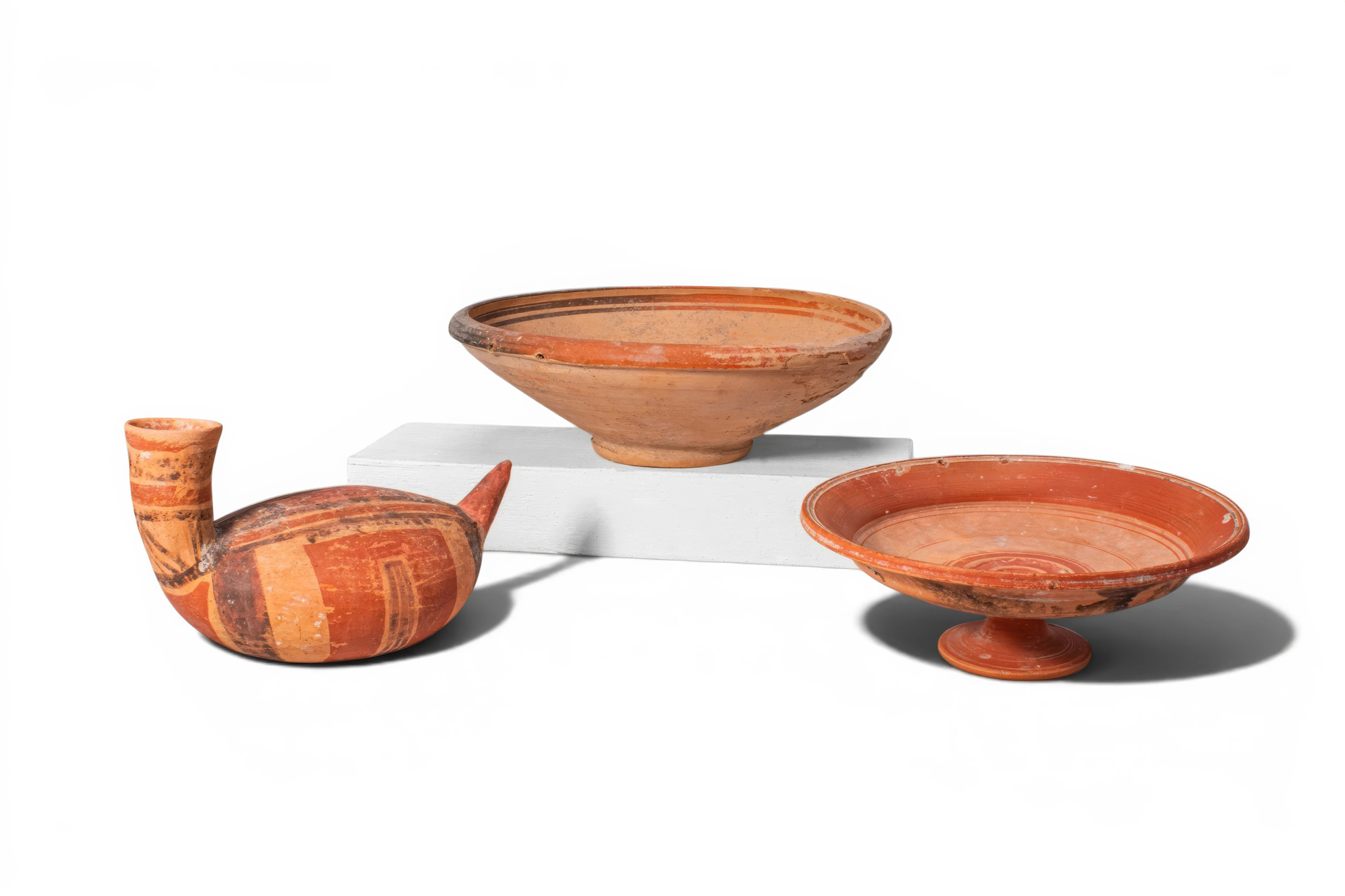 COLLECTION OF GREEK TERRACOTTA BICHROME VESSELS