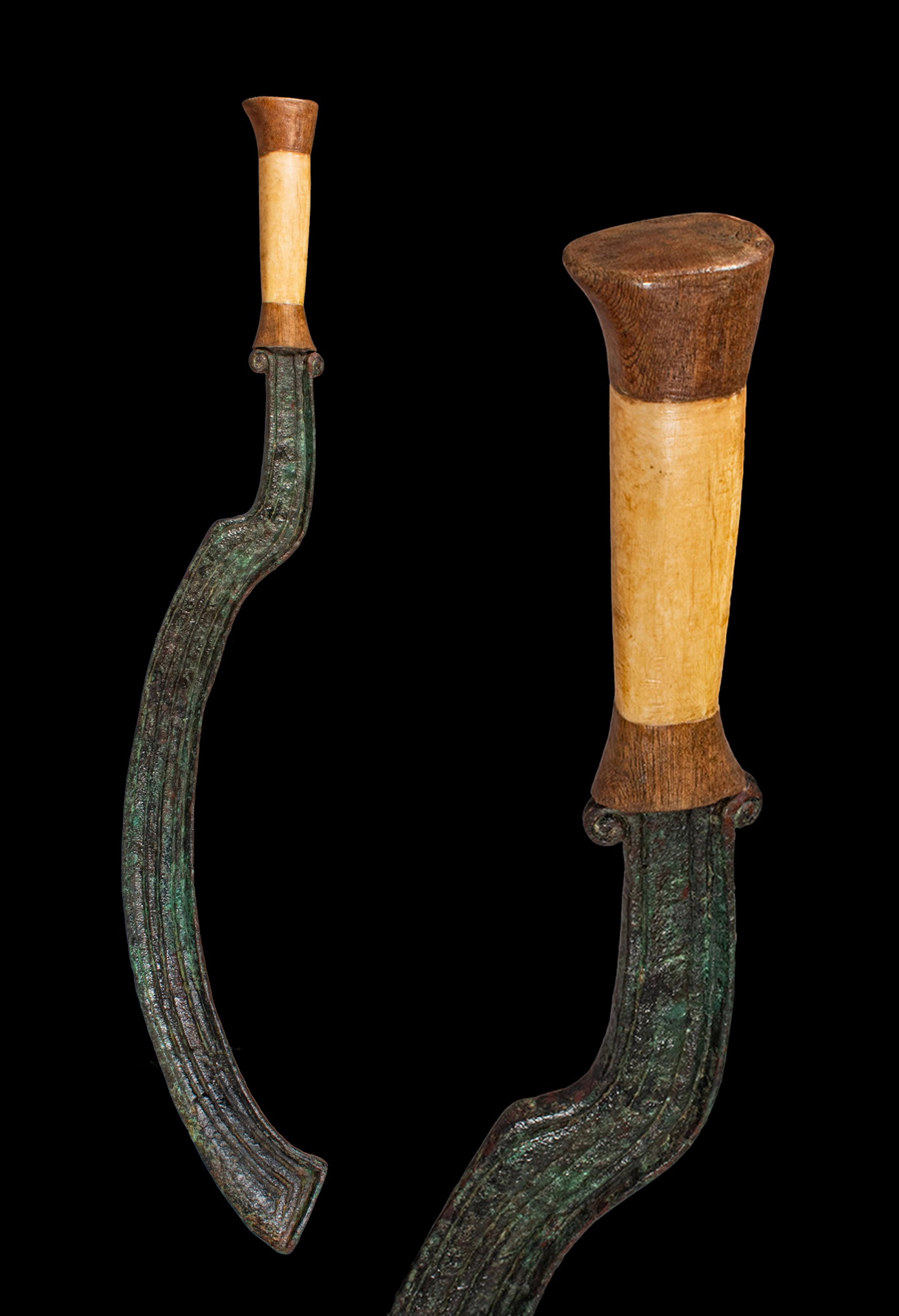 FANTASTIC EGYPTIAN BRONZE AND BONE KHOPESH