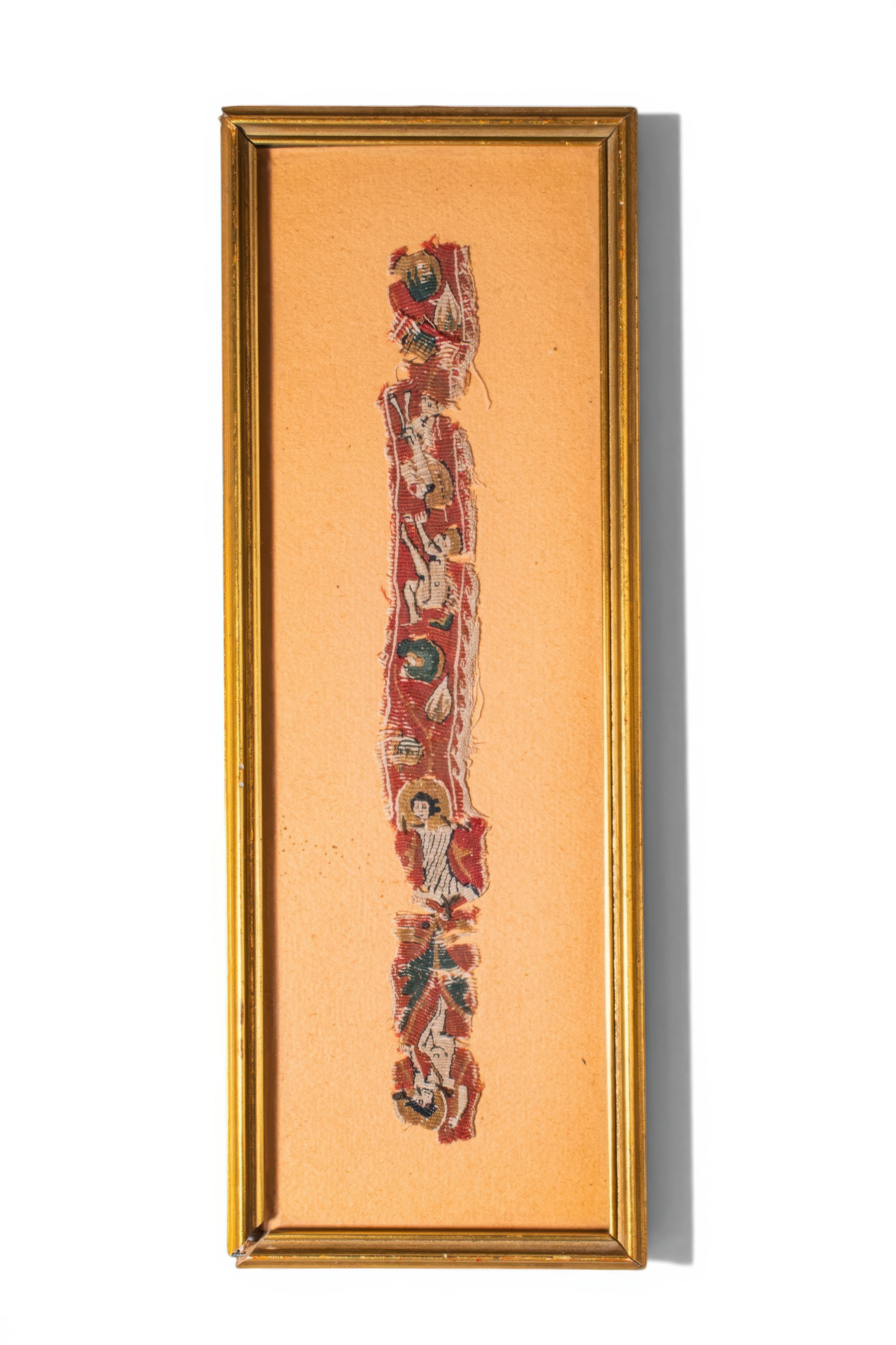 COPTIC TEXTILE FRAGMENT WITH POLYCHROME FIGURAL AND ANIMAL BORDER