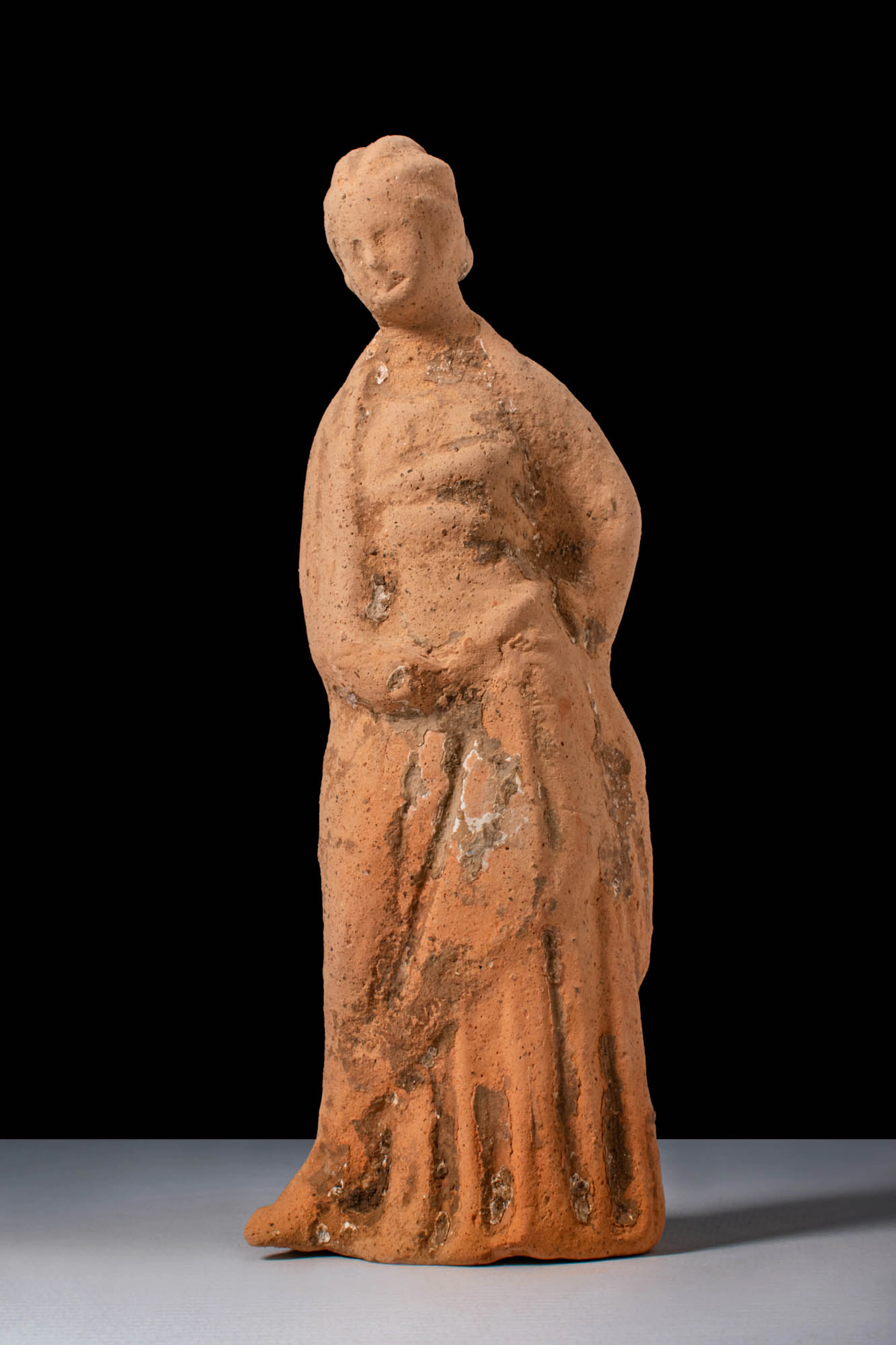GREEK TANAGRA FEMALE FIGURINE
