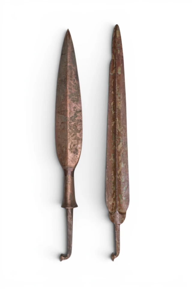 PAIR OF GREEK HOPLITE BRONZE SPEARHEADS
