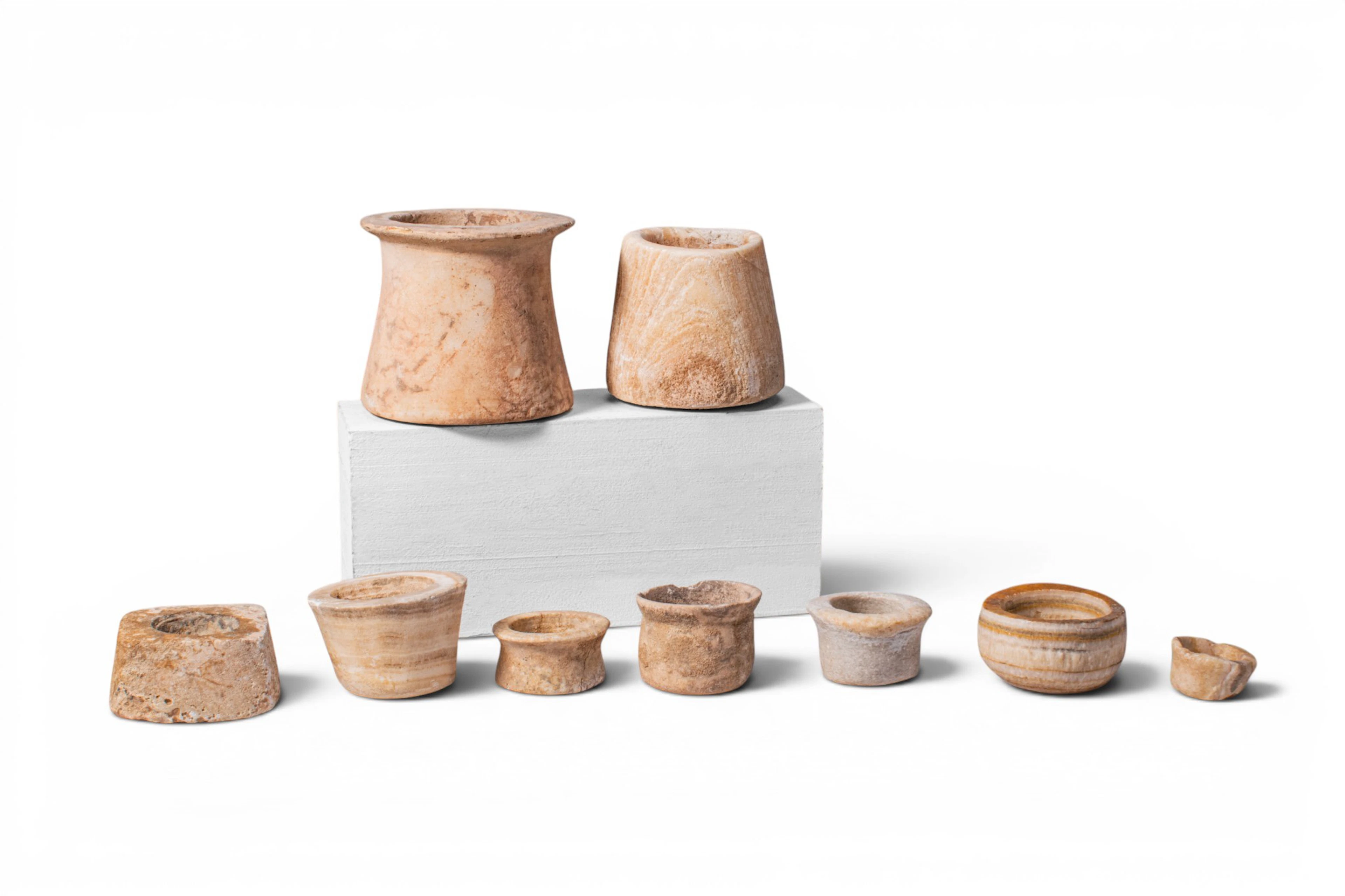 LARGE COLLECTION OF EGYPTIAN ALABASTER VESSELS