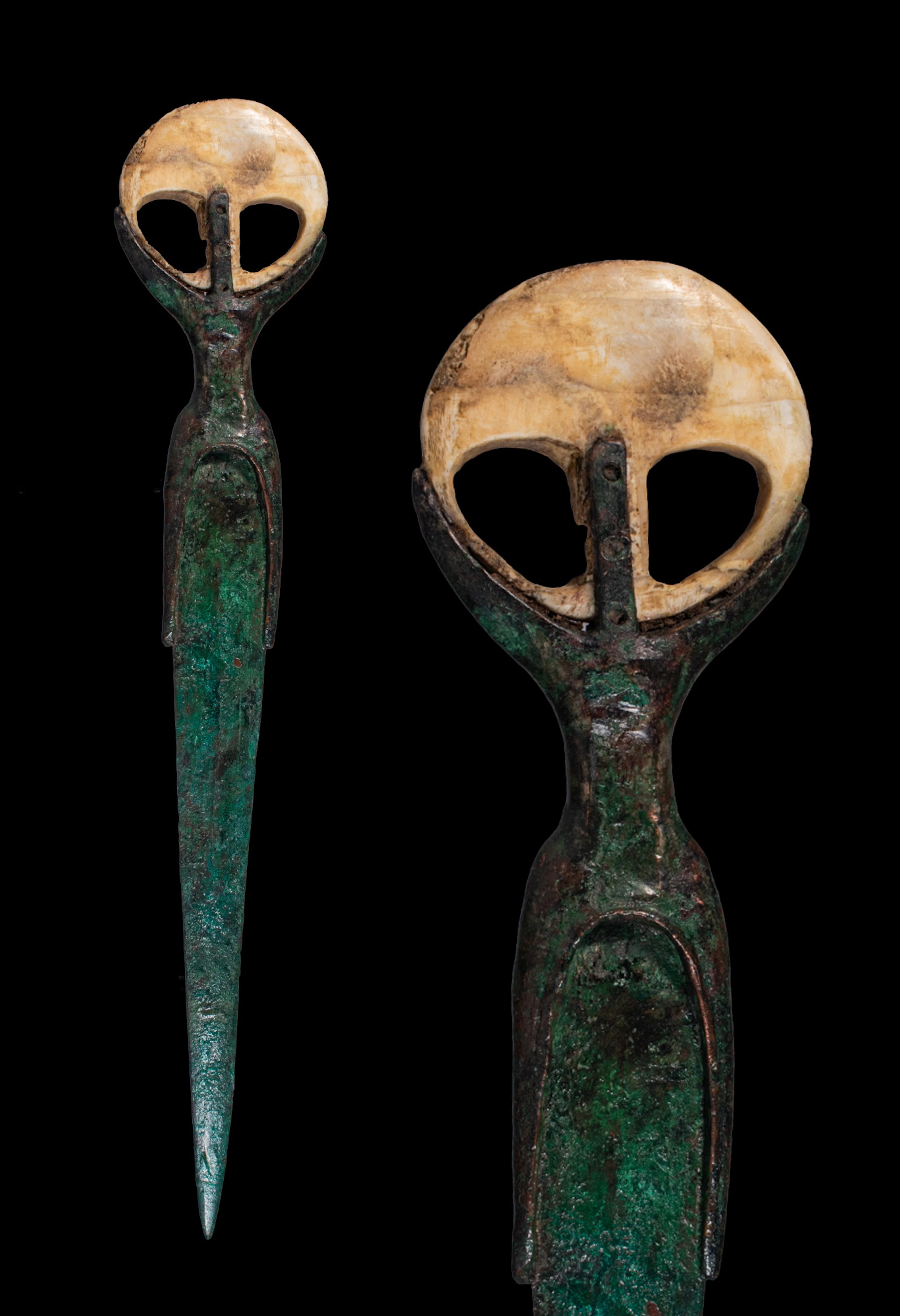 EGYPTIAN BRONZE AND BONE DAGGER