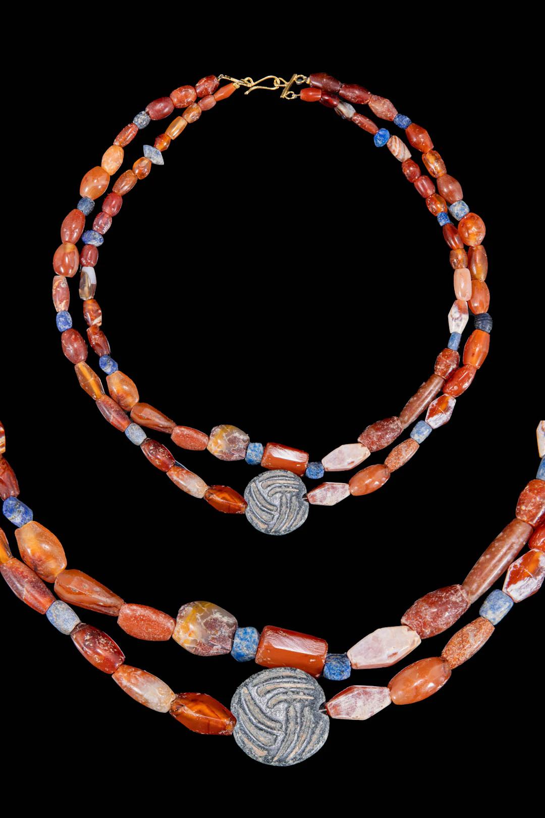 HELLENISTIC DOUBLE-STRAND LAPIS LAZULI AND CARNELIAN BEAD NECKLACE