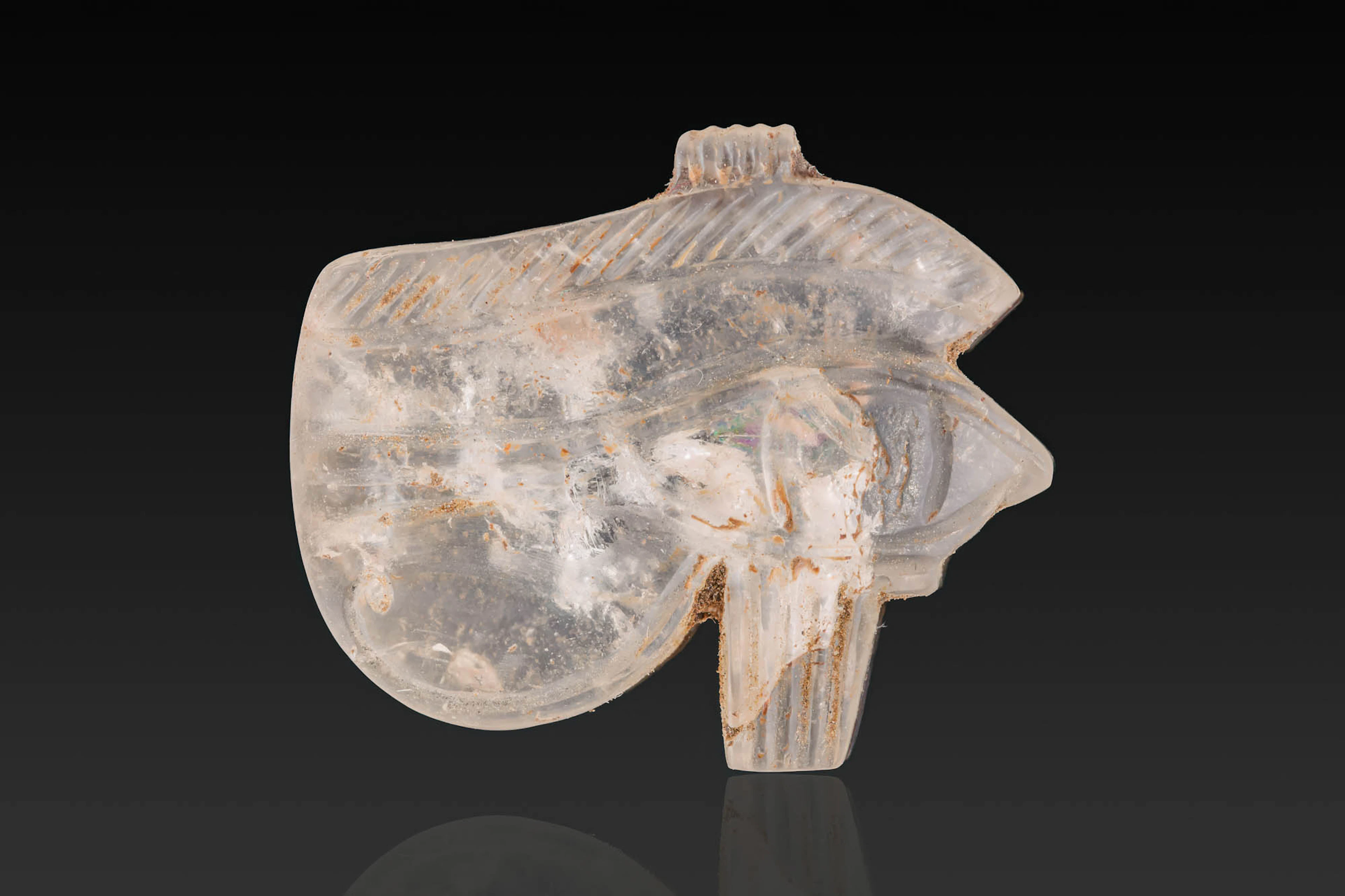 EGYPTIAN ROCK CRYSTAL WEDJAT EYE AMULET