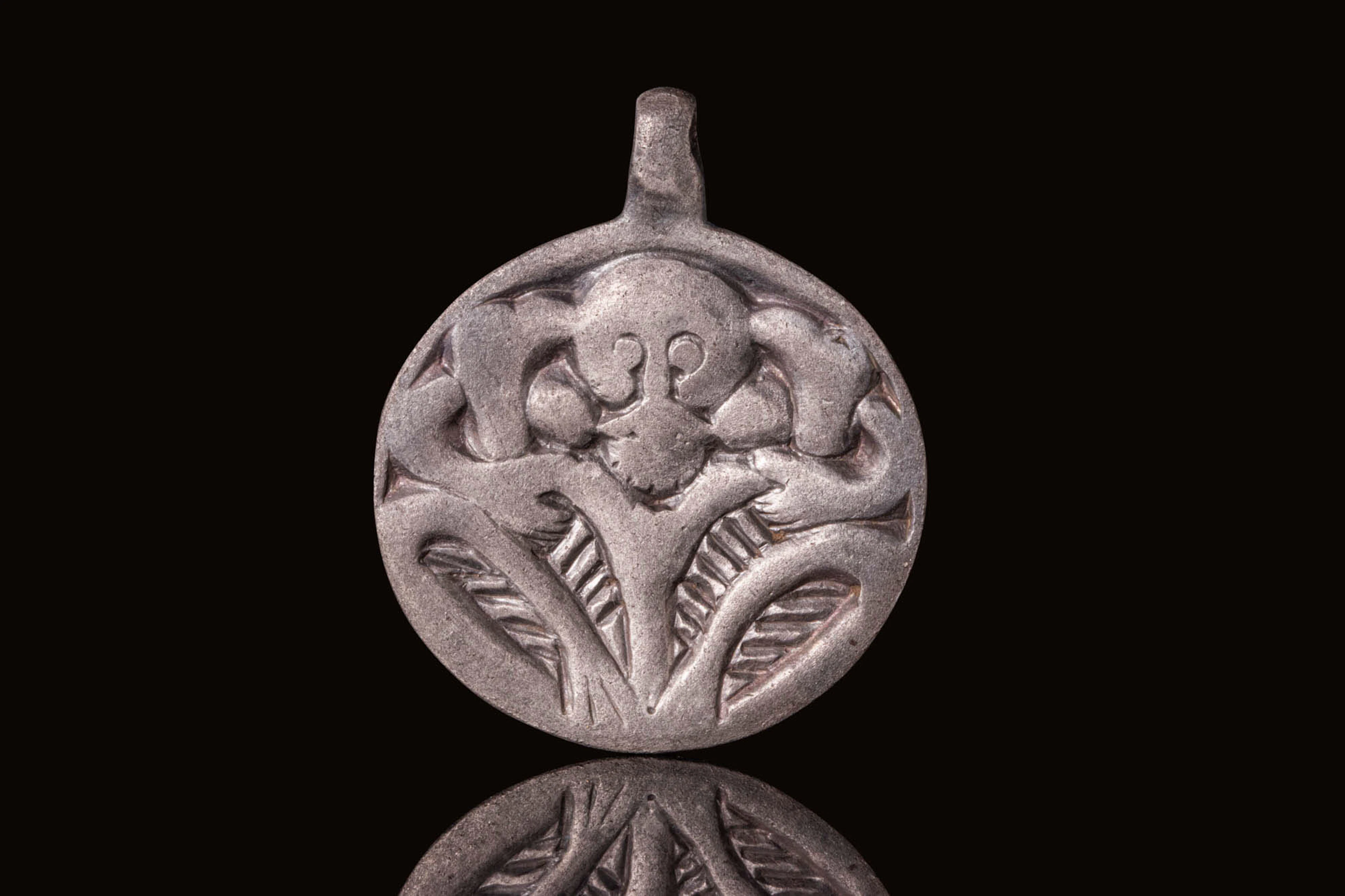 VIKING SILVER MEDALLION WITH ODIN GRIPPING RAVENS