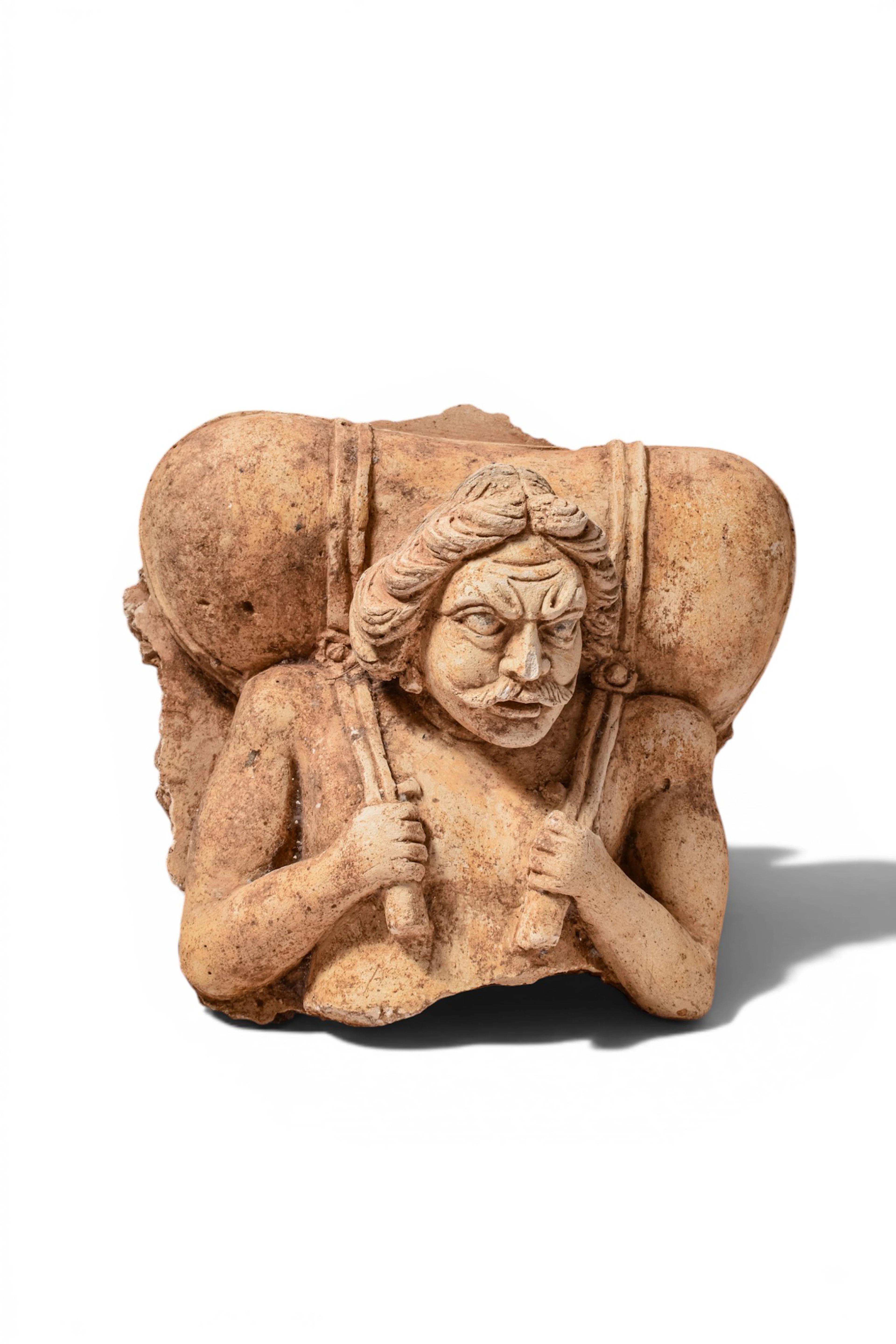 GANDHARA STUCCO OF BODHISATTVA HOLDING A BAG