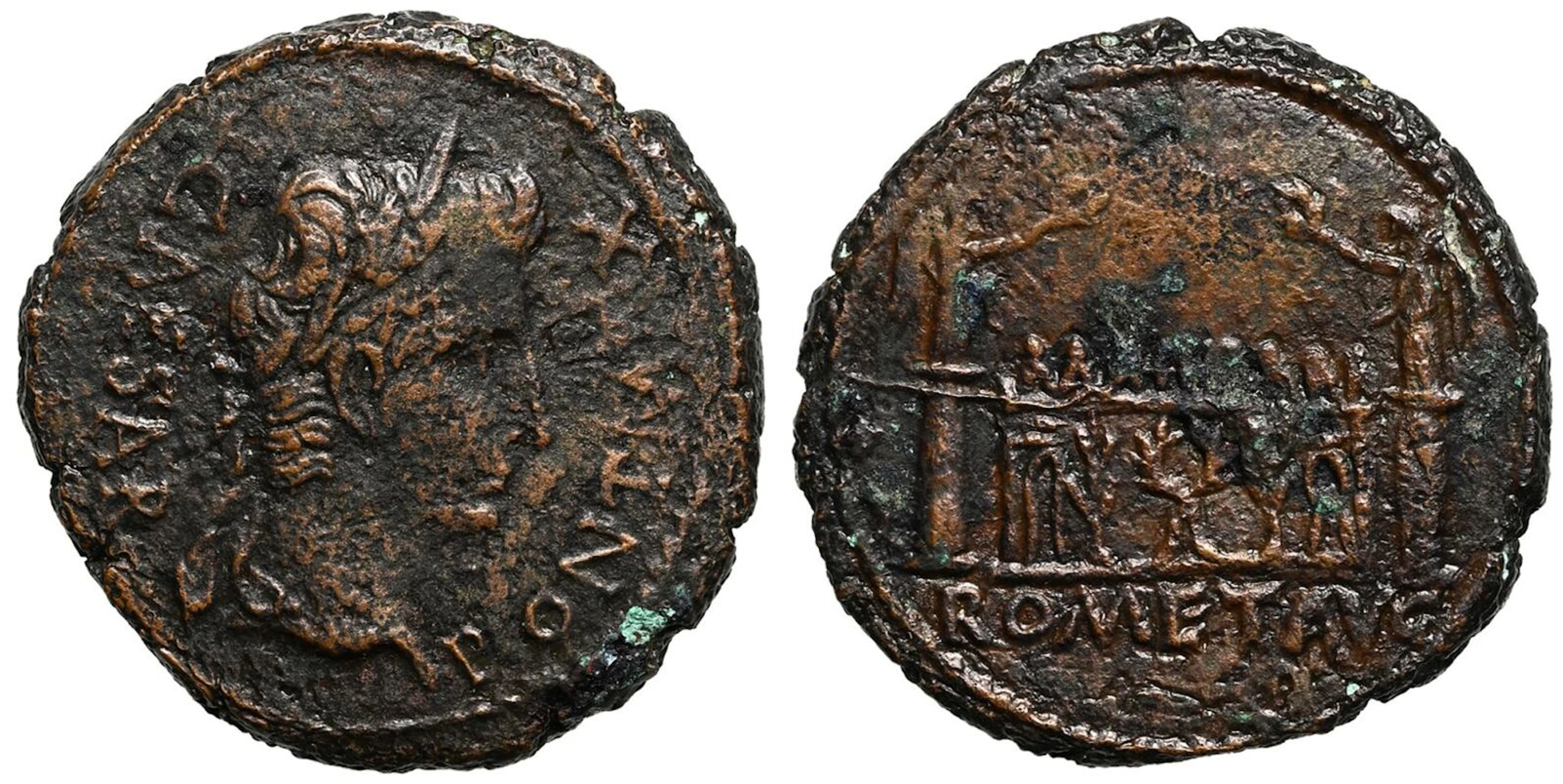 Roman Empire Augustus 15-10 BC Æ As About Extremely Fine; some pitting