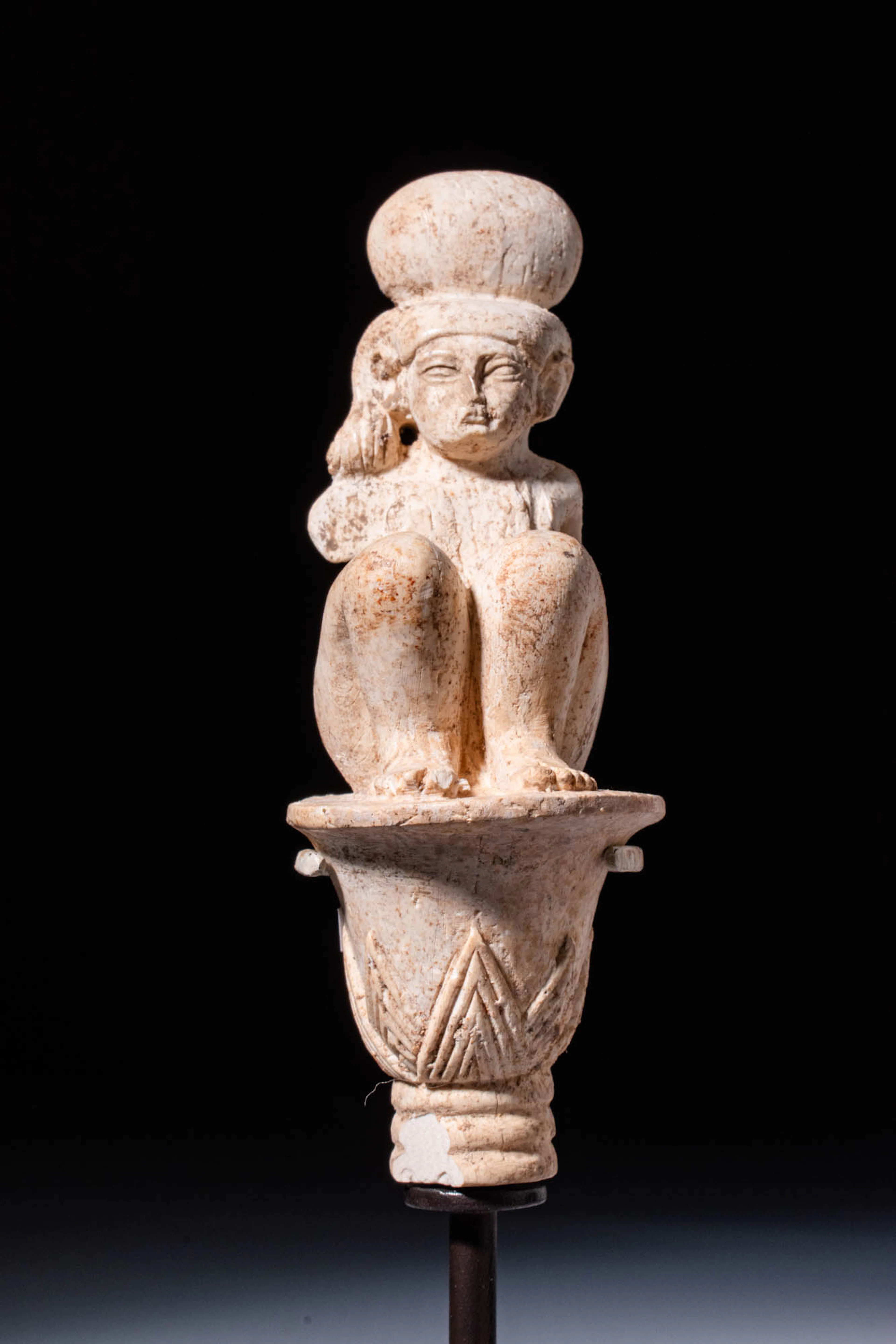 EGYPTIAN STONE STOPPER WITH YOUNG SUN GOD