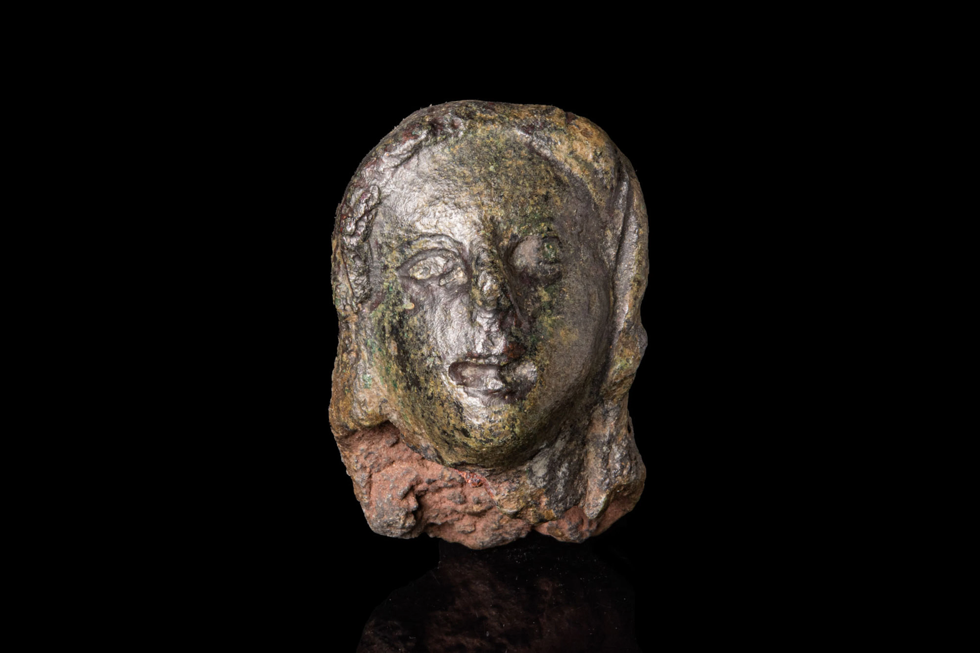 ROMAN BRONZE HEAD OF GODDESS