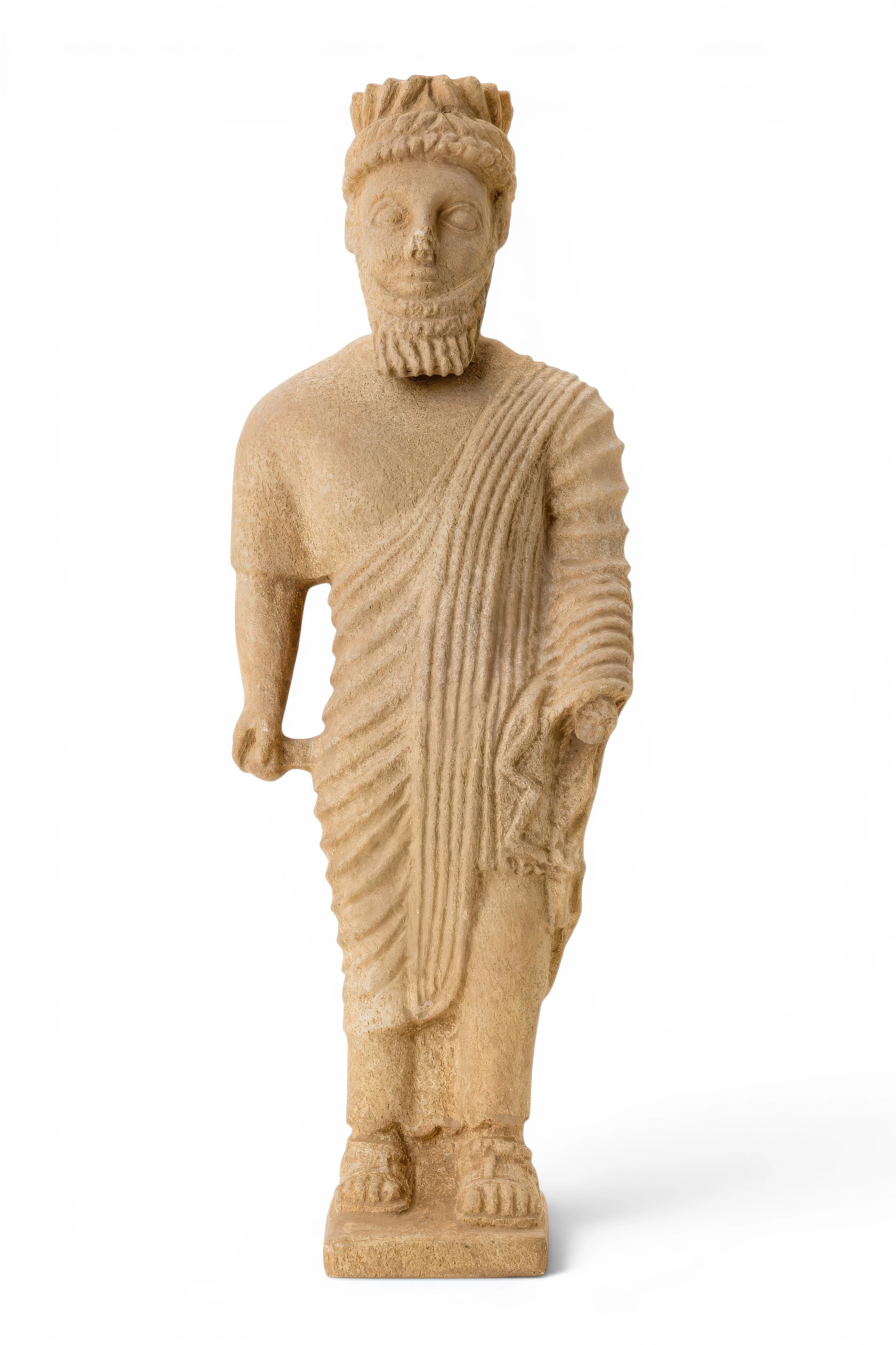 EASTERN MEDITERRANEAN MARBLE STATUE OF BEARDED MALE VOTARY