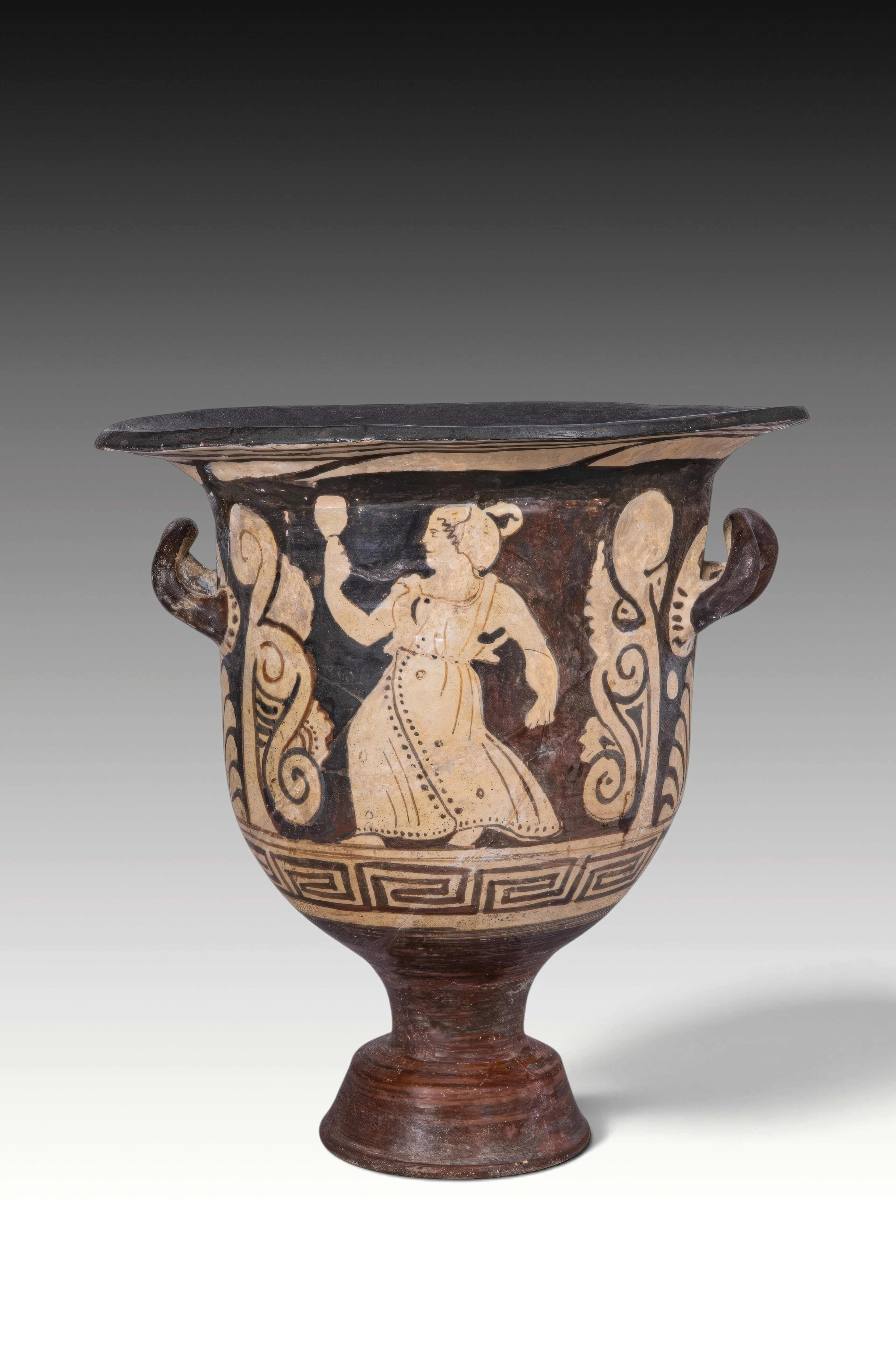 APULIAN RED-FIGURE BELL KRATER WITH BUST OF HOPLITE - TL TESTED