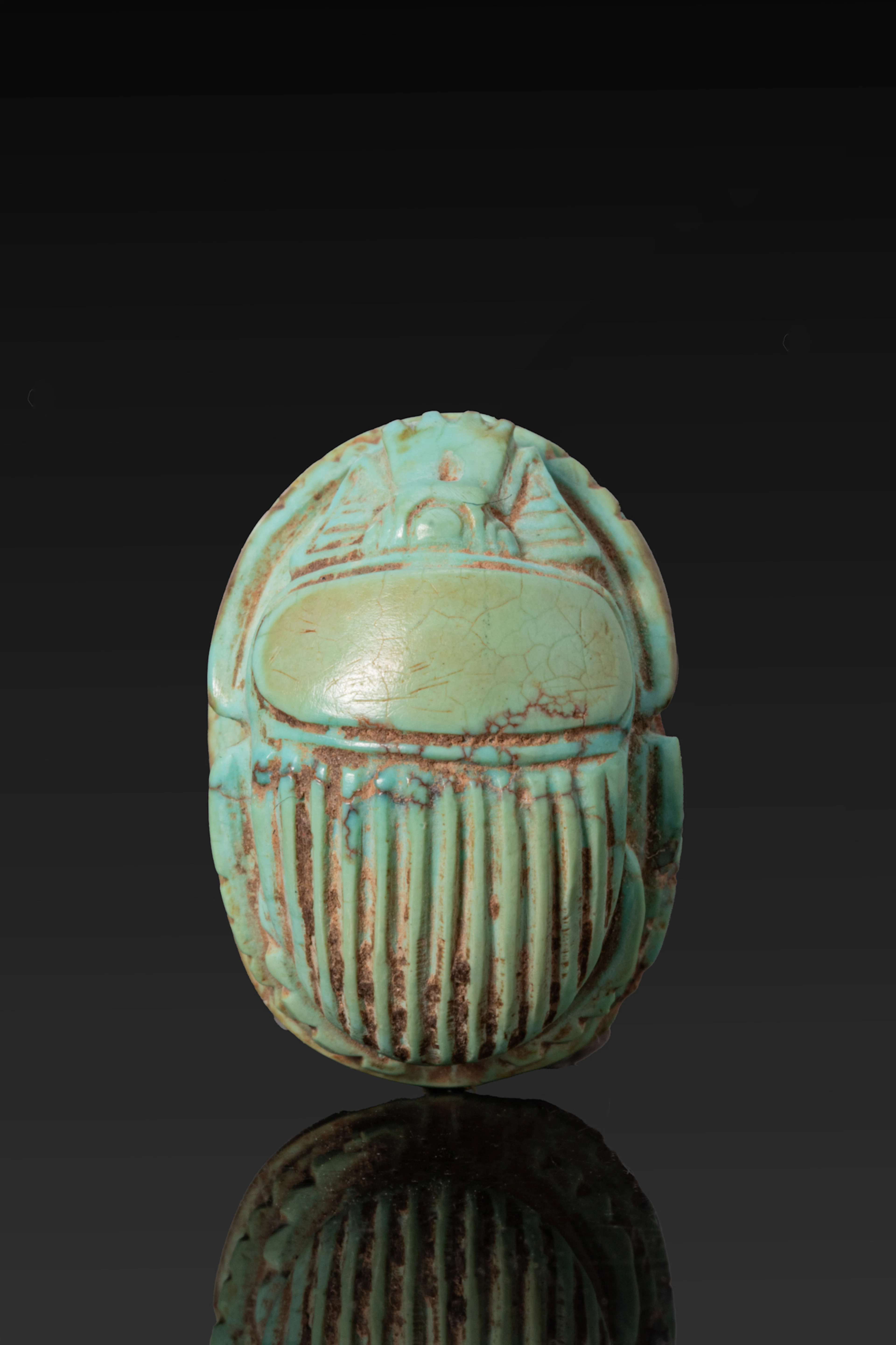 EGYPTIAN GREEN FAIENCE SCARAB