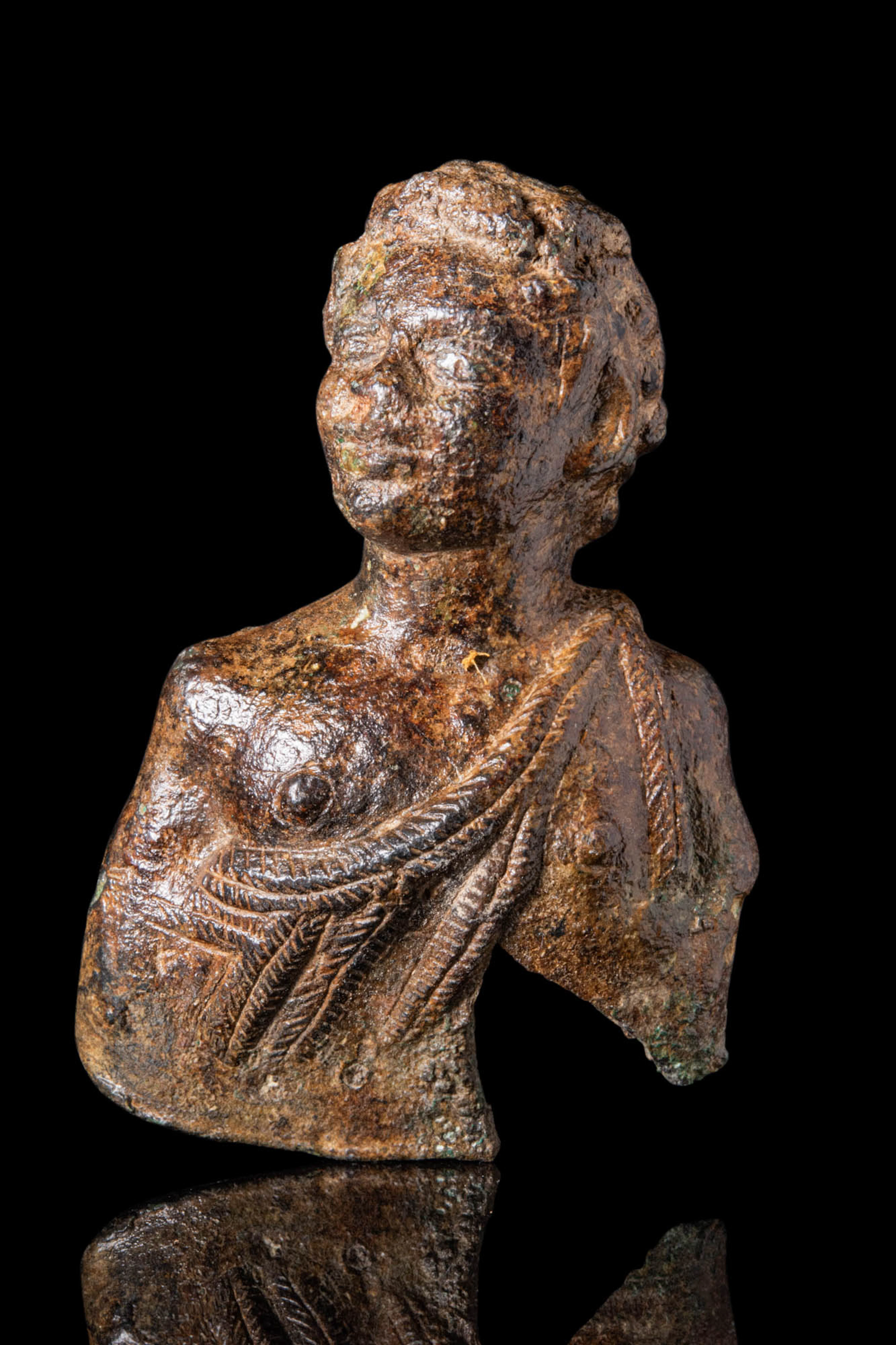 MASSIVE ROMAN BRONZE YOUNG SATYR APPLIQUE