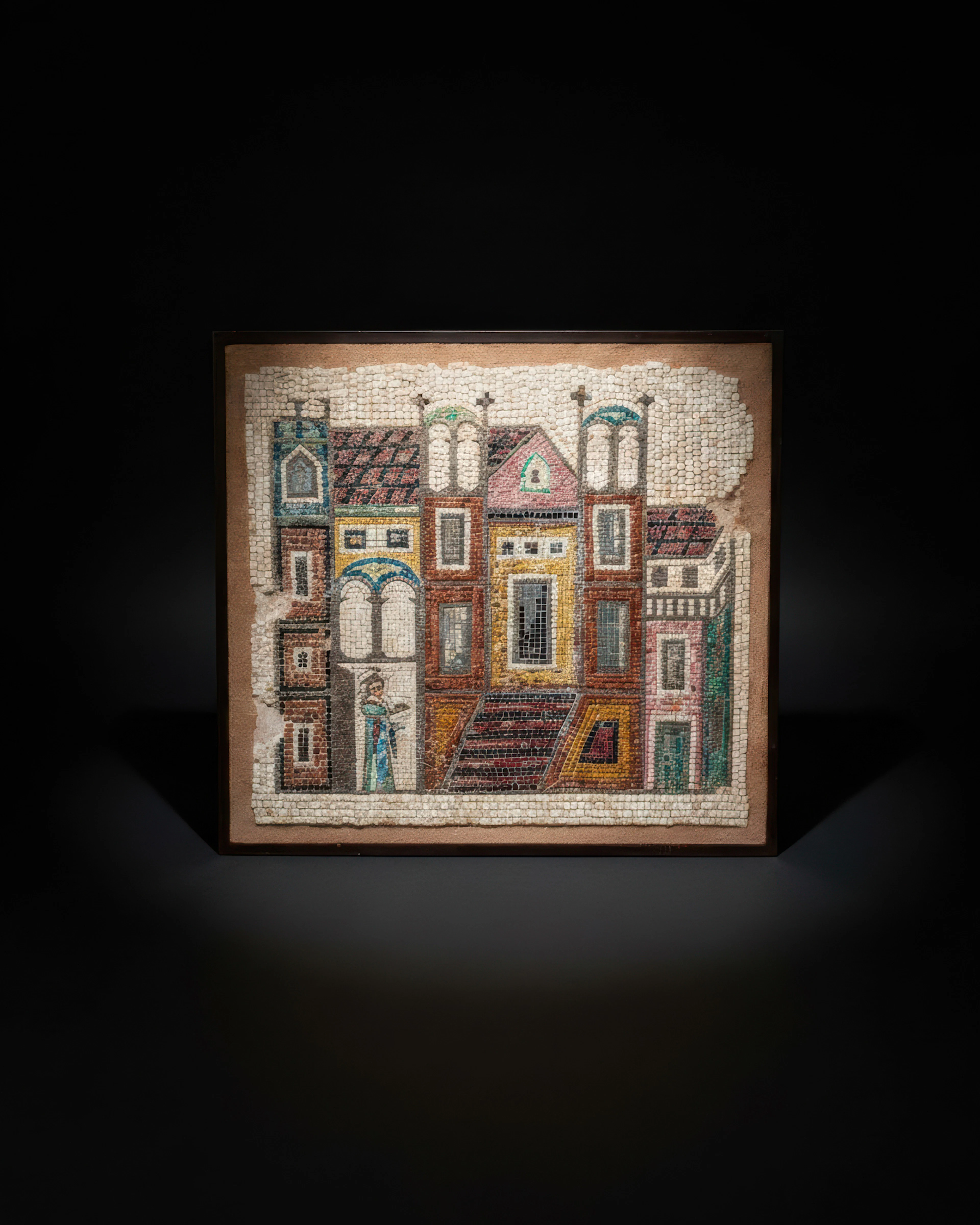 MOSAIC PANEL WITH ARCHITECTURAL SCENE