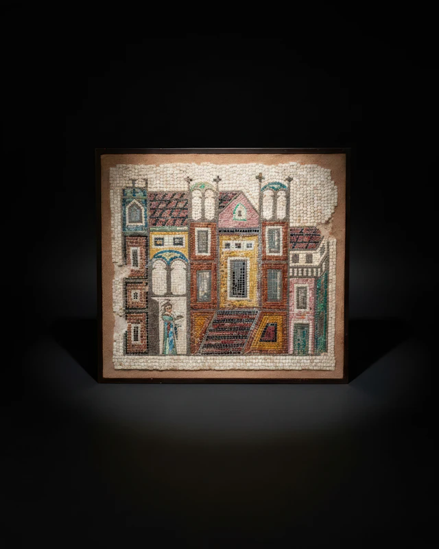 MOSAIC PANEL WITH ARCHITECTURAL SCENE