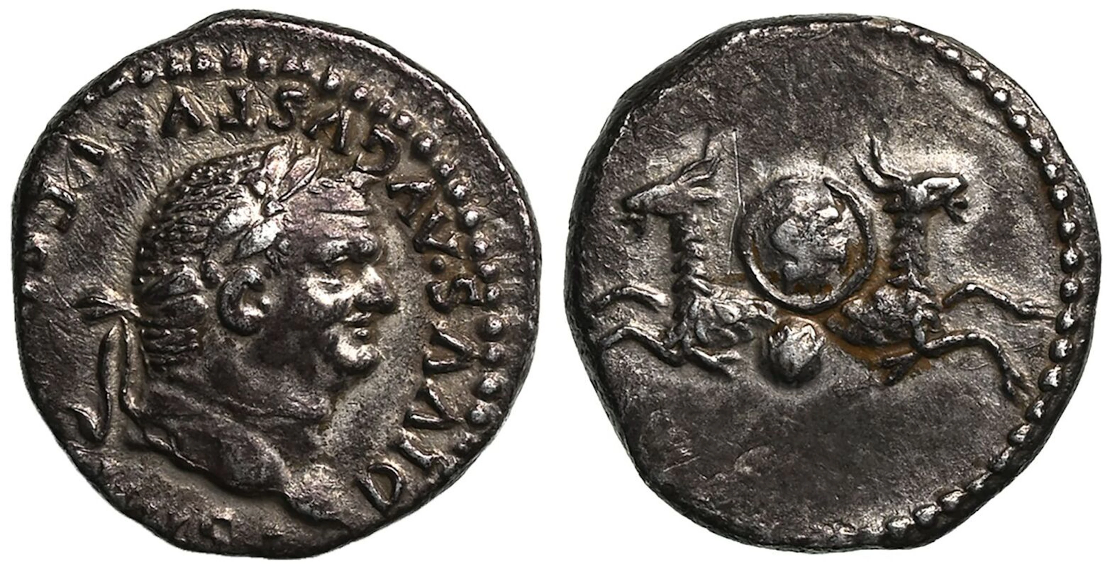 Roman Empire Divus Vespasian AD 80-81 AR Denarius About Extremely