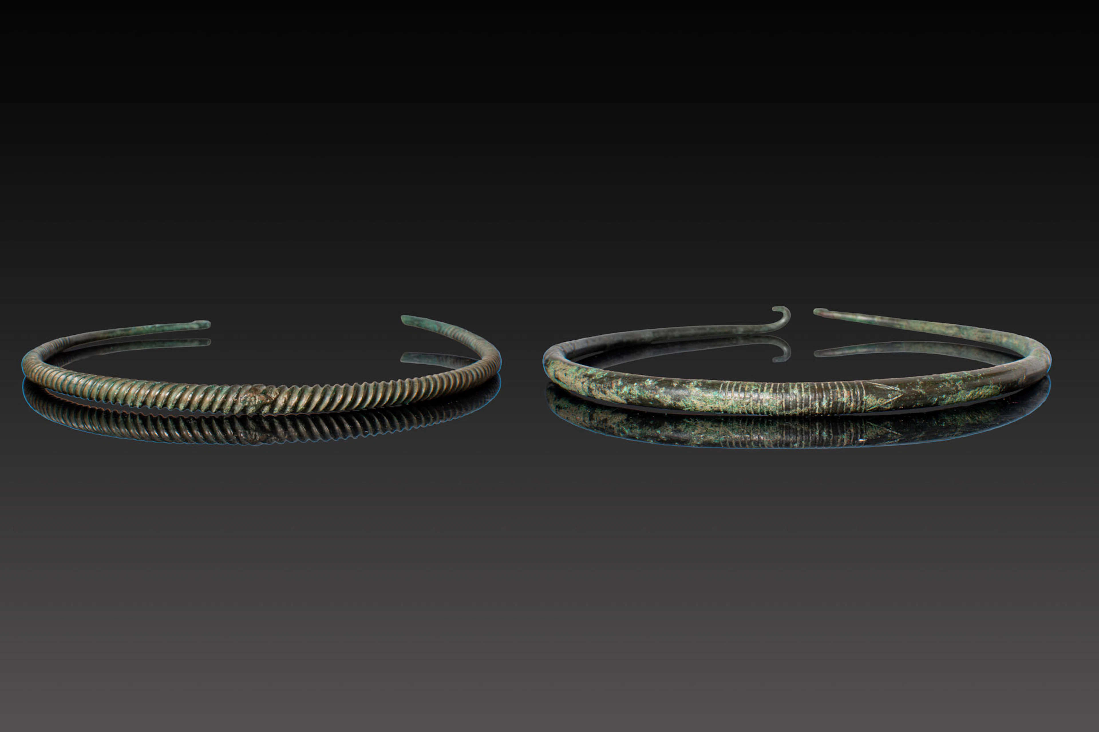 PAIR OF LARGE CELTIC BRONZE TORQUES